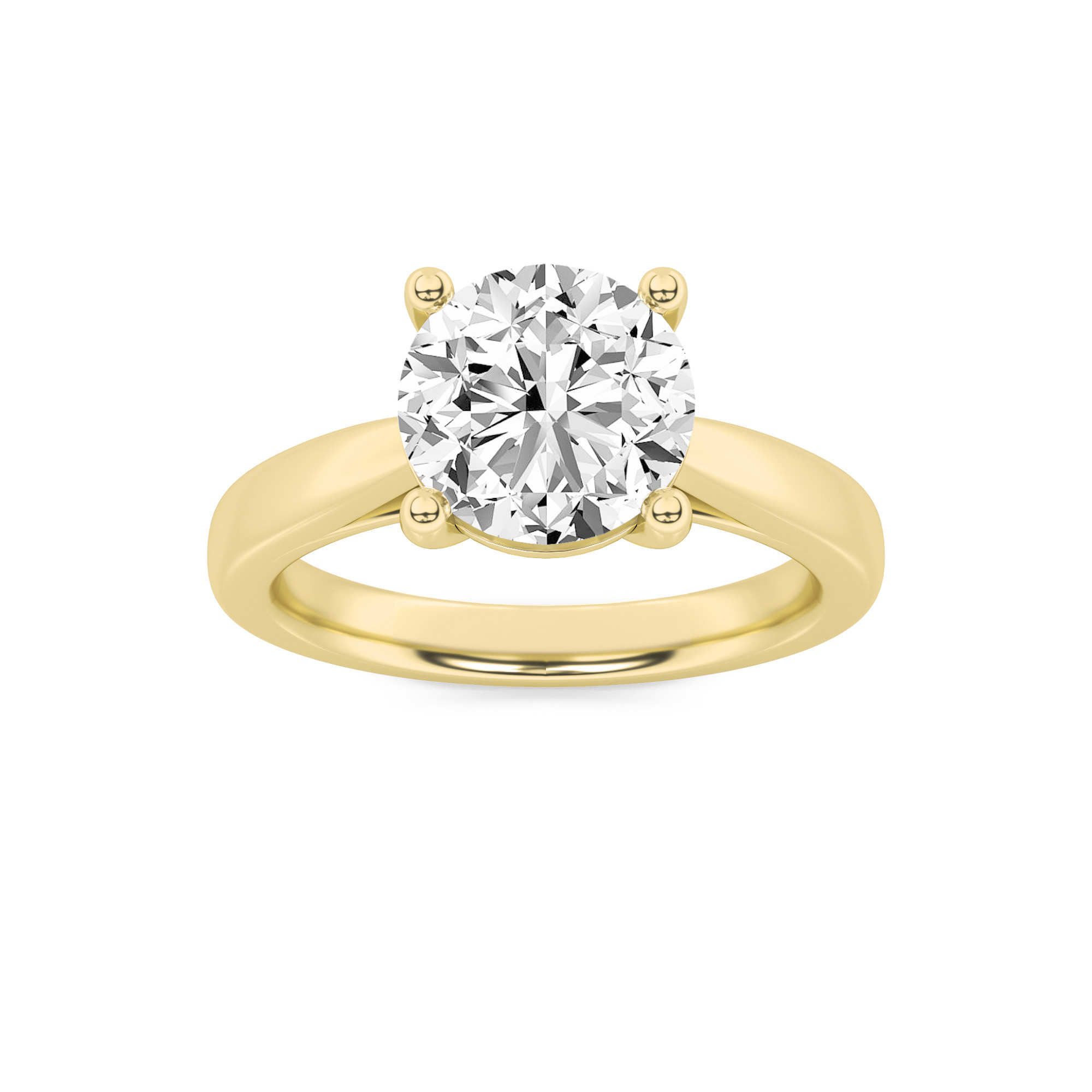 3Cttw Round Shaped Lab Grown Diamond (F/VS) Classic Shank Solitaire Engagement Ring in 14K Gold