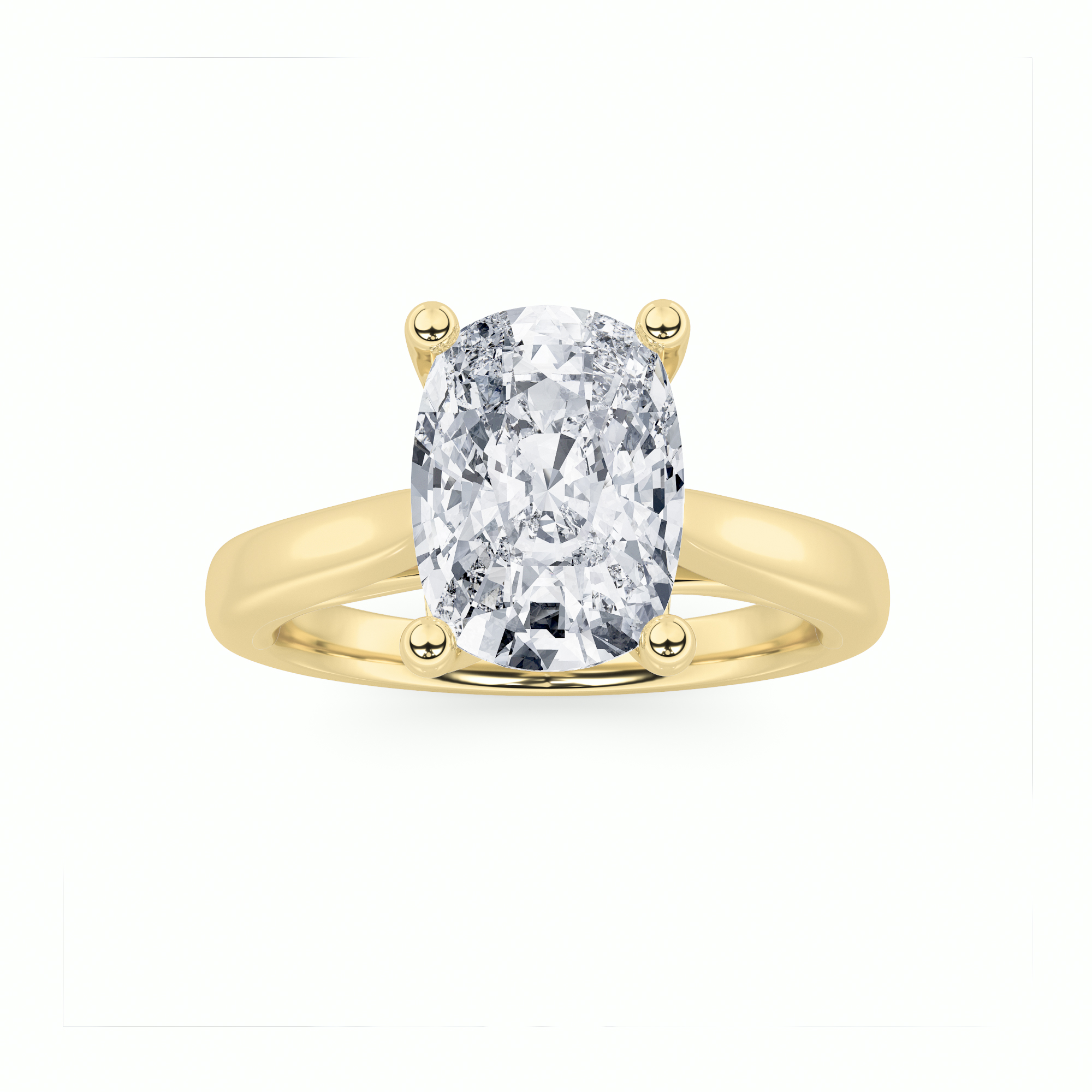 2Cttw Elongated Cushion Shaped Lab Grown Diamond (F/VS) Two Tone Cathedral Shank Engagement Ring in 14K Gold