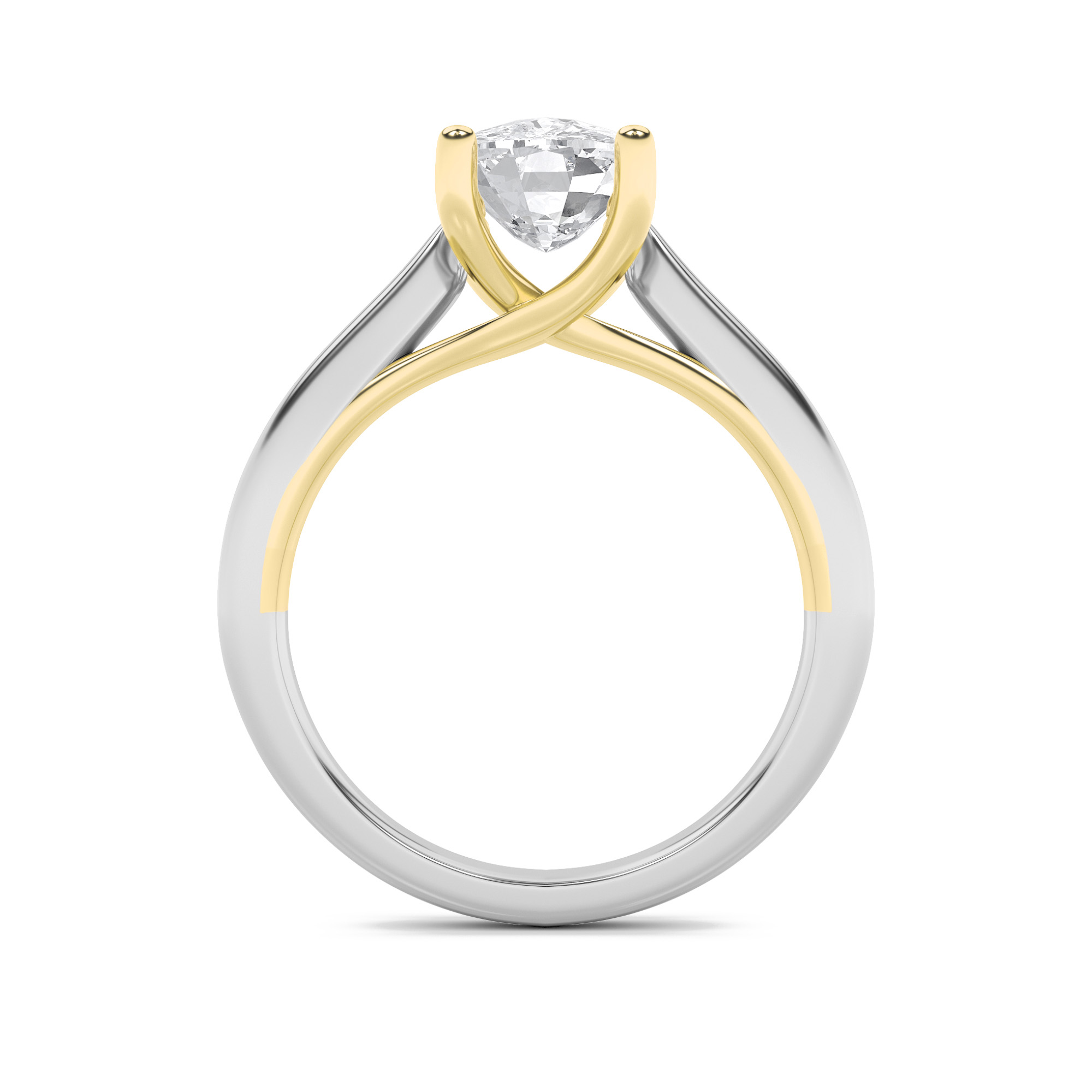 1Cttw Elongated Cushion Shaped Lab Grown Diamond (F/VS) Two Tone Cathedral Shank Engagement Ring in 14K Gold