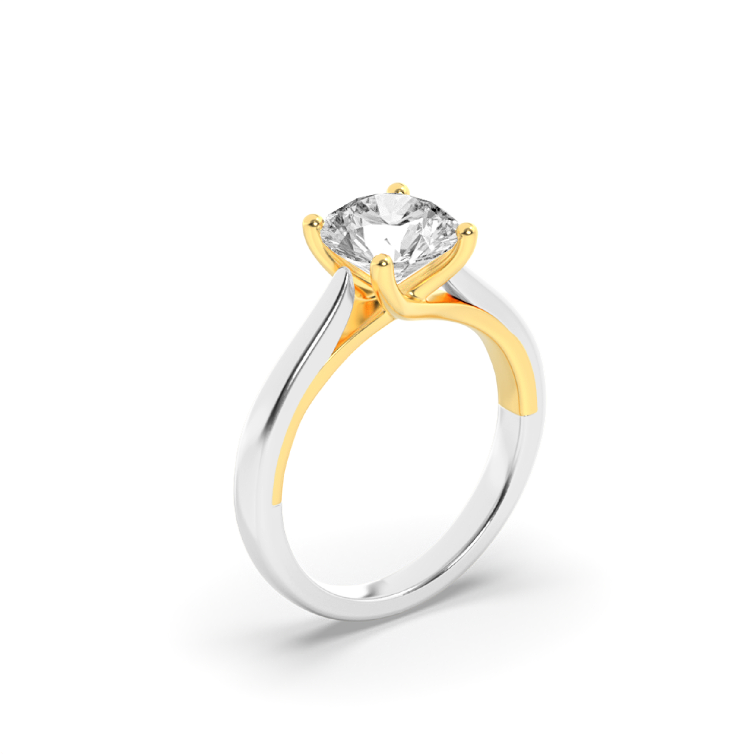 1Cttw Elongated Cushion Shaped Lab Grown Diamond (F/VS) Two Tone Cathedral Shank Engagement Ring in 14K Gold