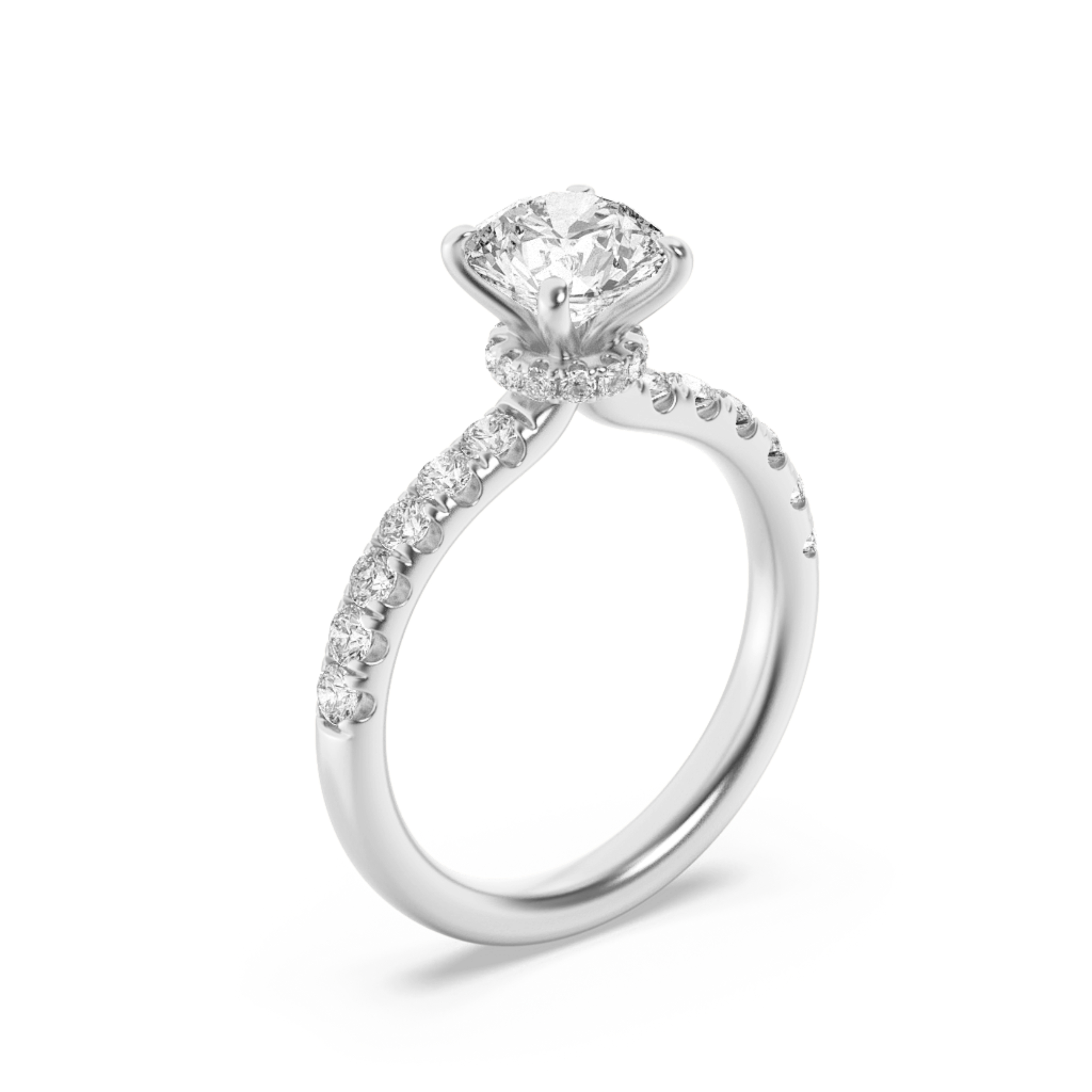 2Cttw Elongated Cushion Shaped Lab Grown Diamond (F/VS) Hidden Halo Accented Ring in 14K Gold