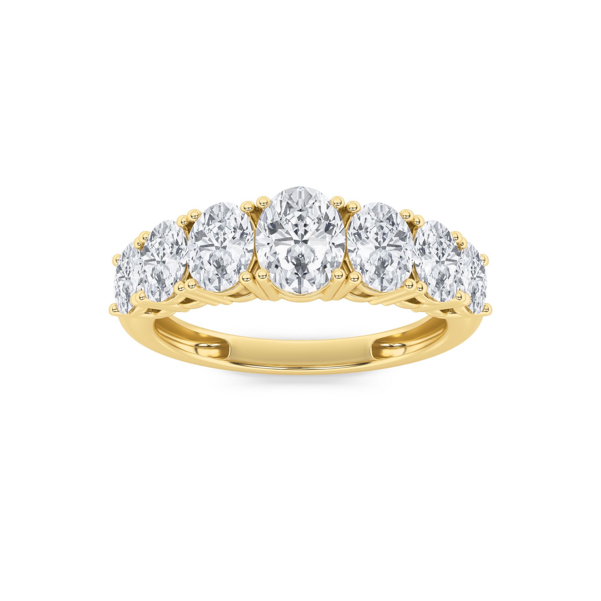 2Cttw Oval Shaped Lab Grown Diamond (F/VS) Seven Stone Band Ring in 14K Gold