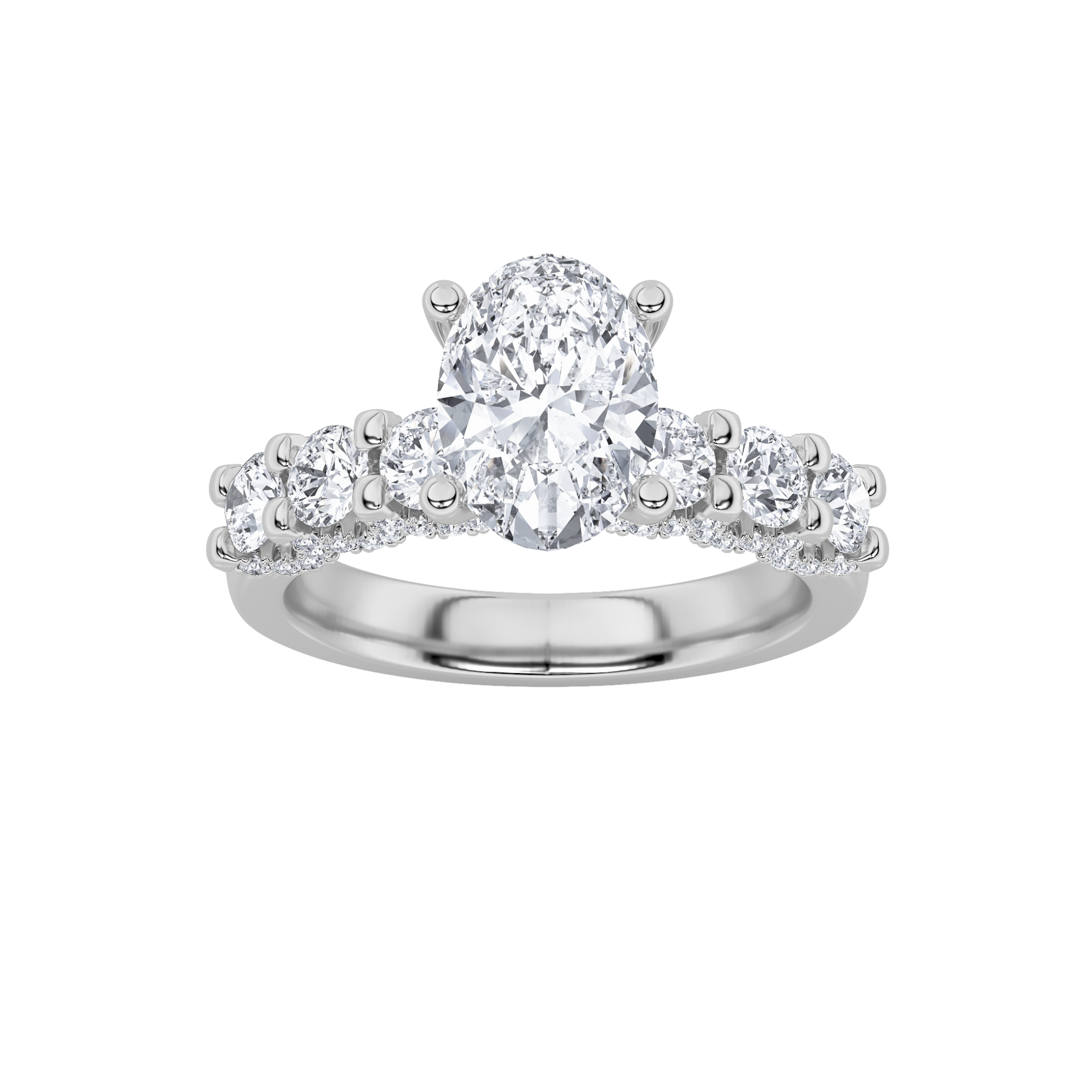2.5Cttw Oval Shaped Lab Grown Diamond (F/VS) Accented Double Halo Set of Band and  Ring in 14K Gold