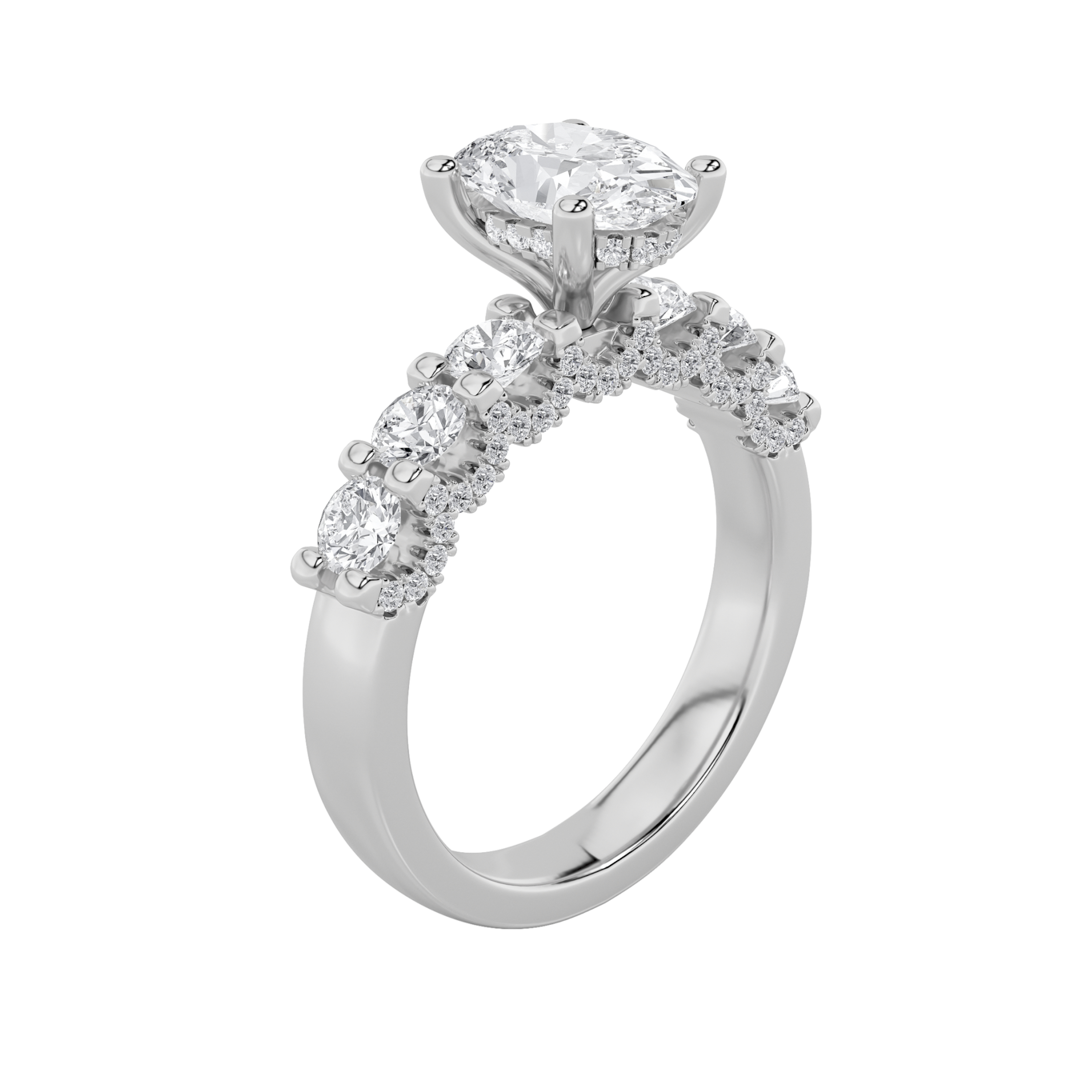 2.5Cttw Oval Shaped Lab Grown Diamond (F/VS) Accented Double Halo Set of Band and  Ring in 14K Gold