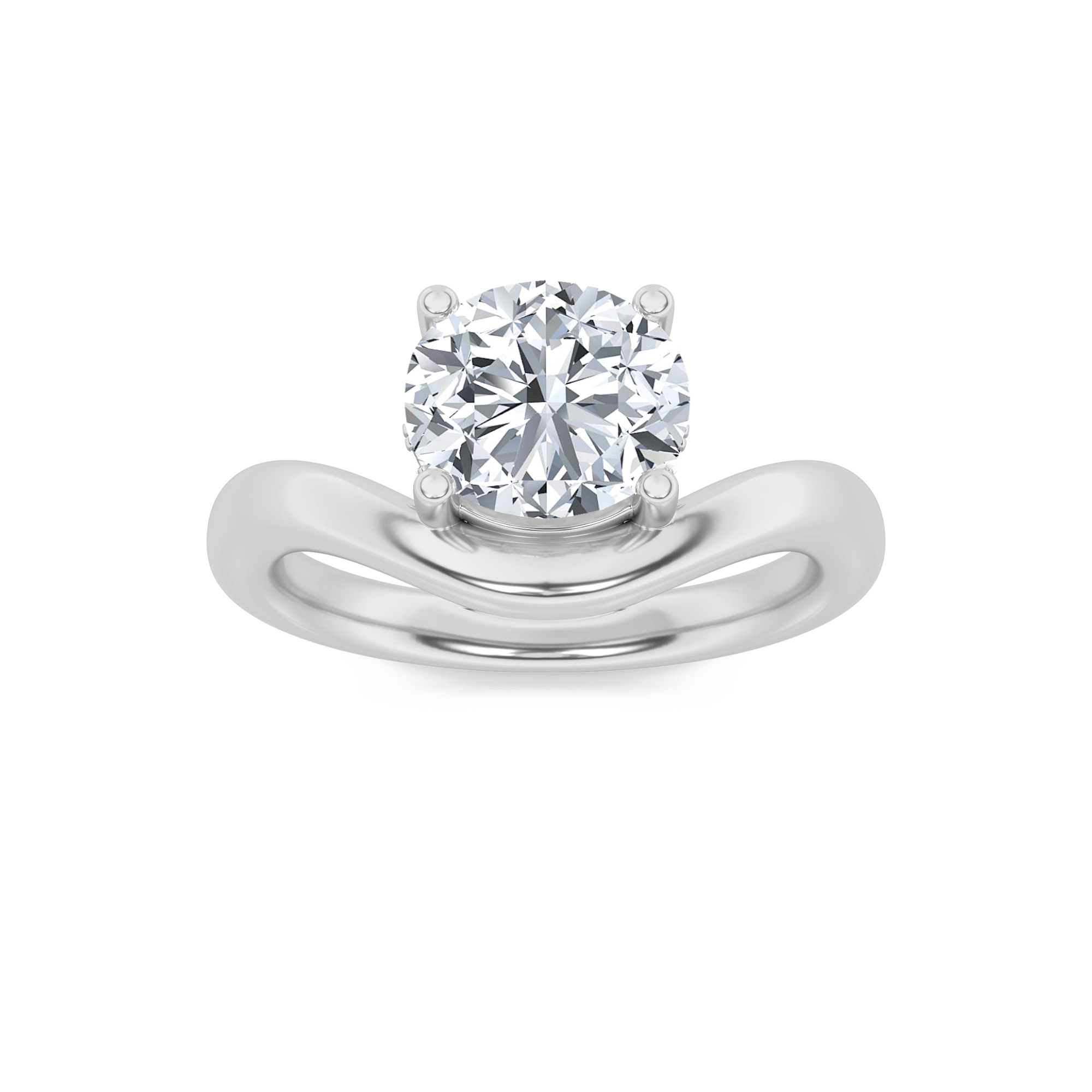 2Cttw Round Shaped Lab Grown Diamond (F/VS) Accented Solitaire Fancy Engagement Ring in 14K Gold