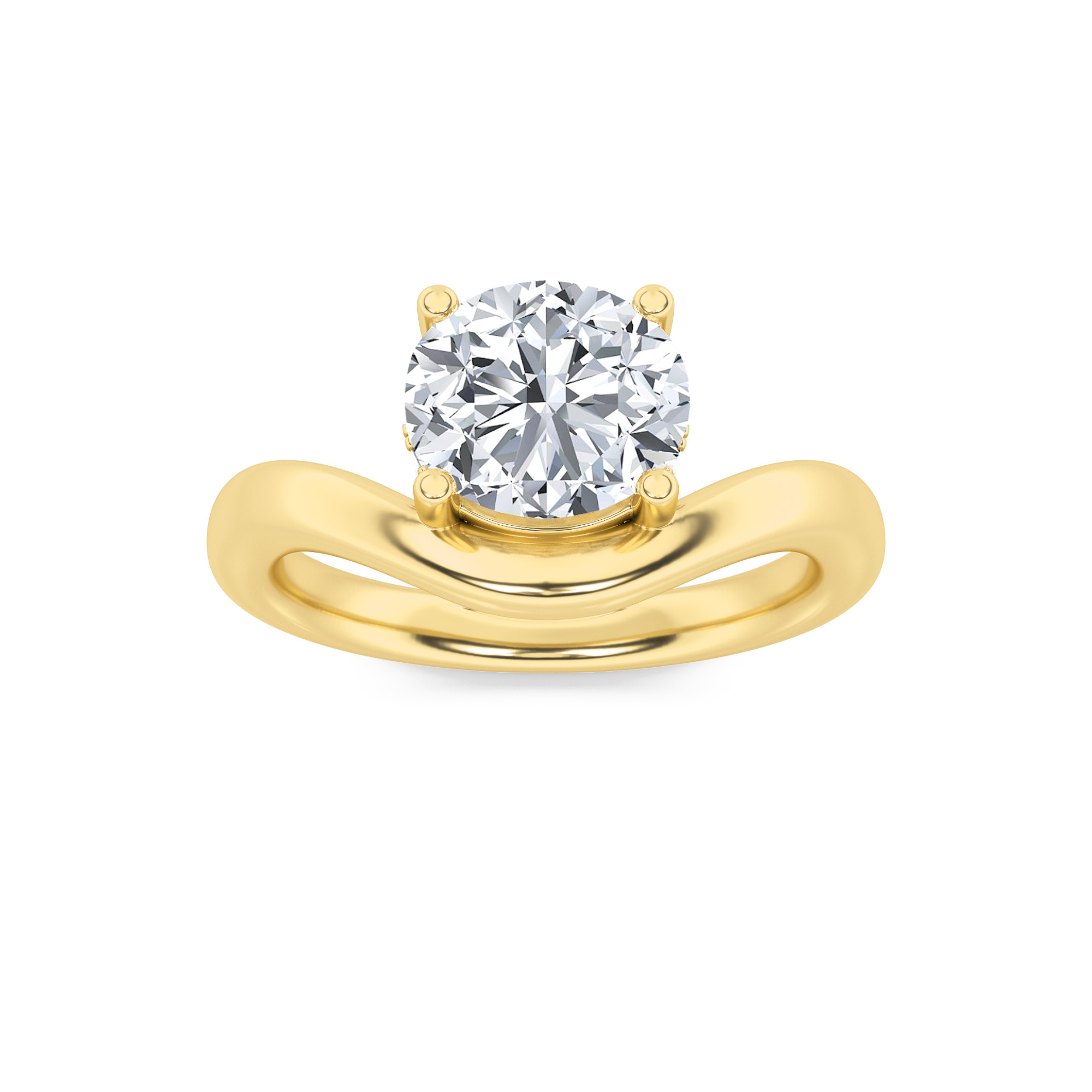 2Cttw Round Shaped Lab Grown Diamond (F/VS) Accented Solitaire Fancy Engagement Ring in 14K Gold