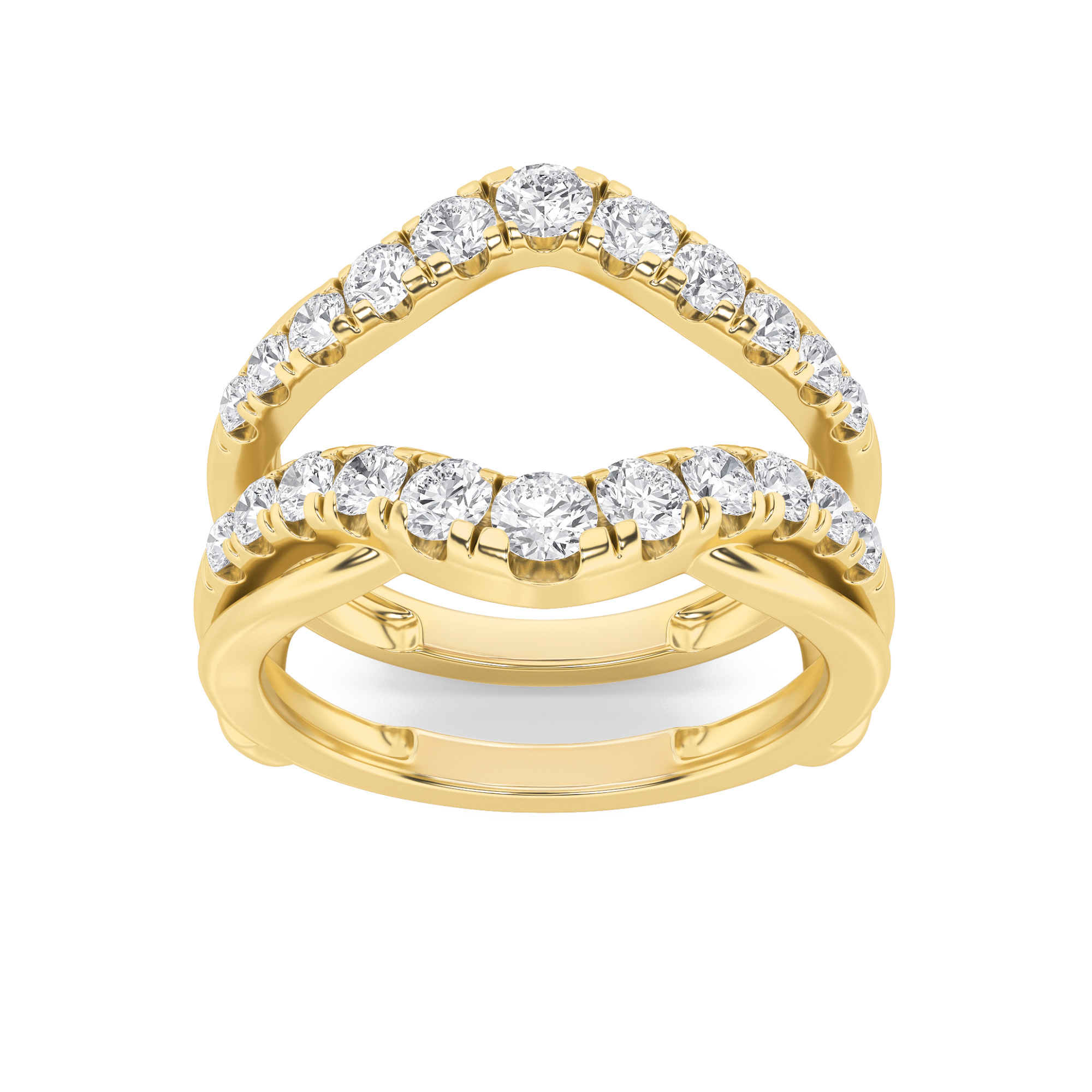 3Cttw Round Shaped Lab Grown Diamond (F/VS) Insert Jacket Ring in 14K Gold