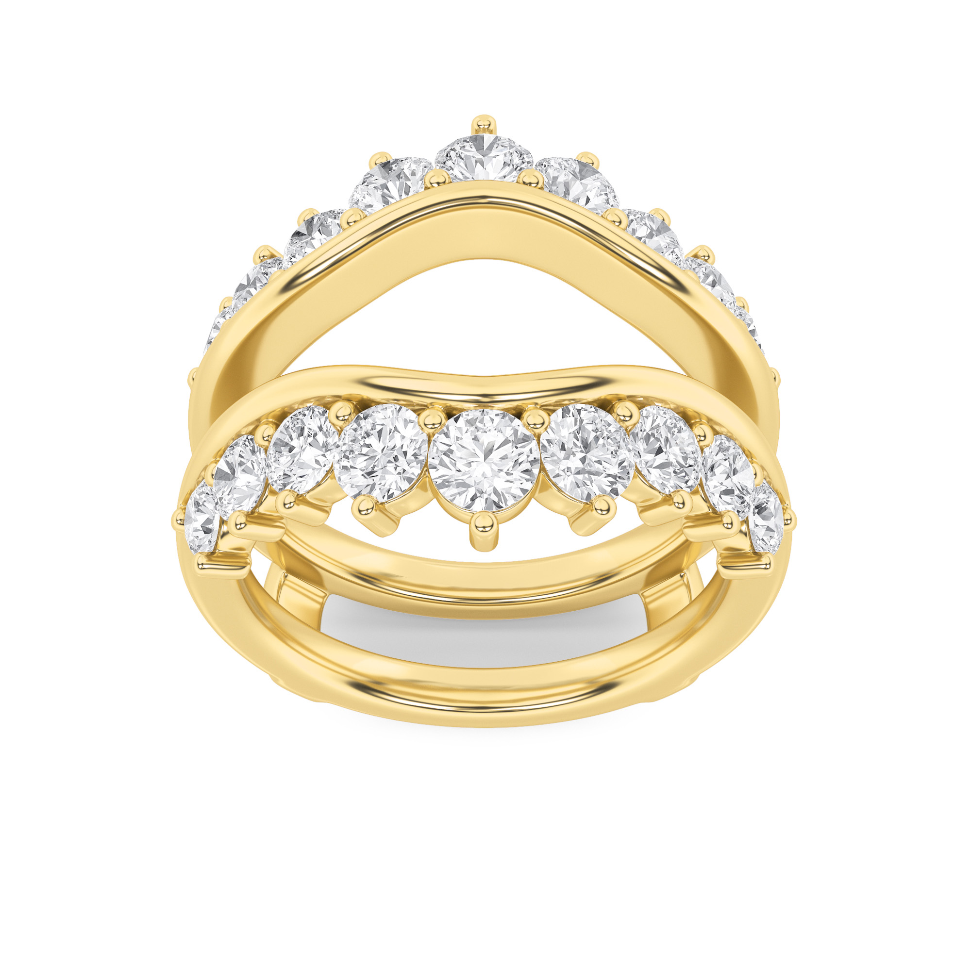 2Cttw Round Shaped Lab Grown Diamond (F/VS) Insert Jacket Ring in 14K Gold