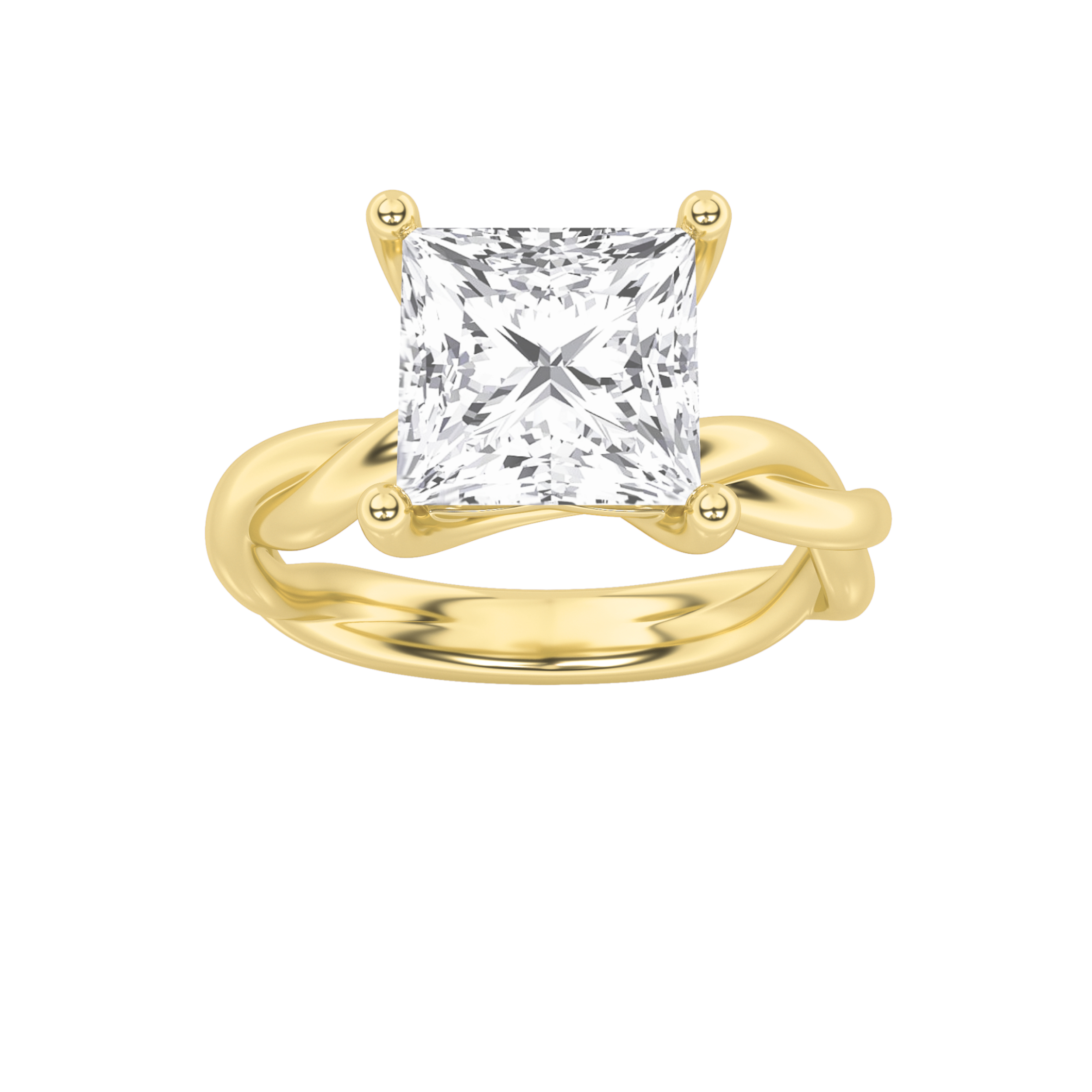 1Cttw Princess Shaped Lab Grown Diamond (F/VS) Twisted Shank Solitaire Engagement Ring in 14K Gold