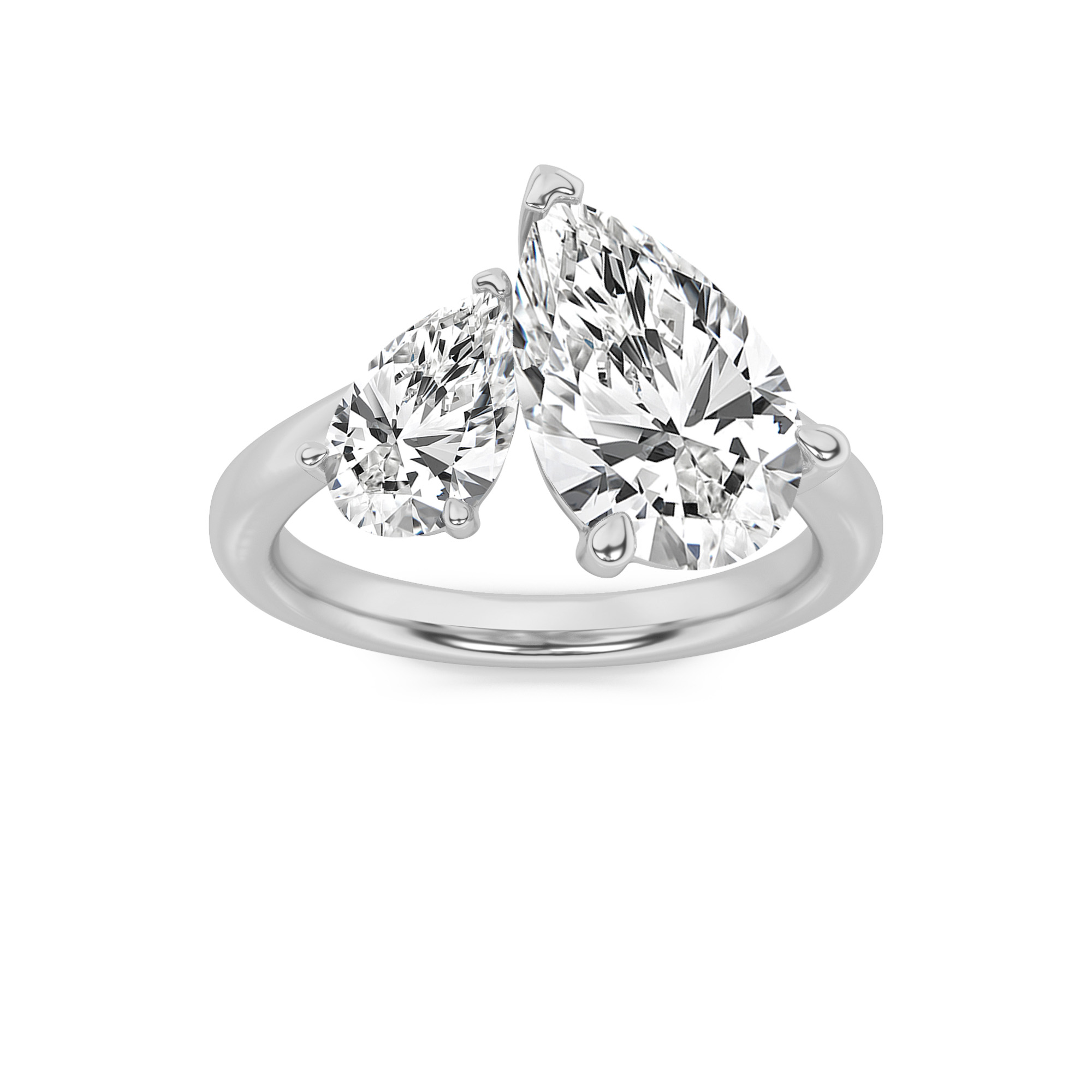 3Cttw Pear Shaped Lab Grown Diamond (F/VS) Toi et Moi Engagement Ring in 14K Gold