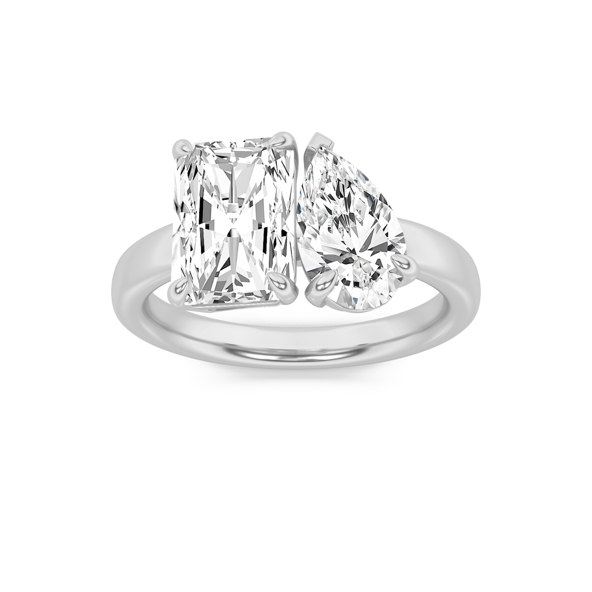 3Cttw Radiant Shaped Lab Grown Diamond (F/VS) Toi et Moi Fashiion Ring in 14K Gold