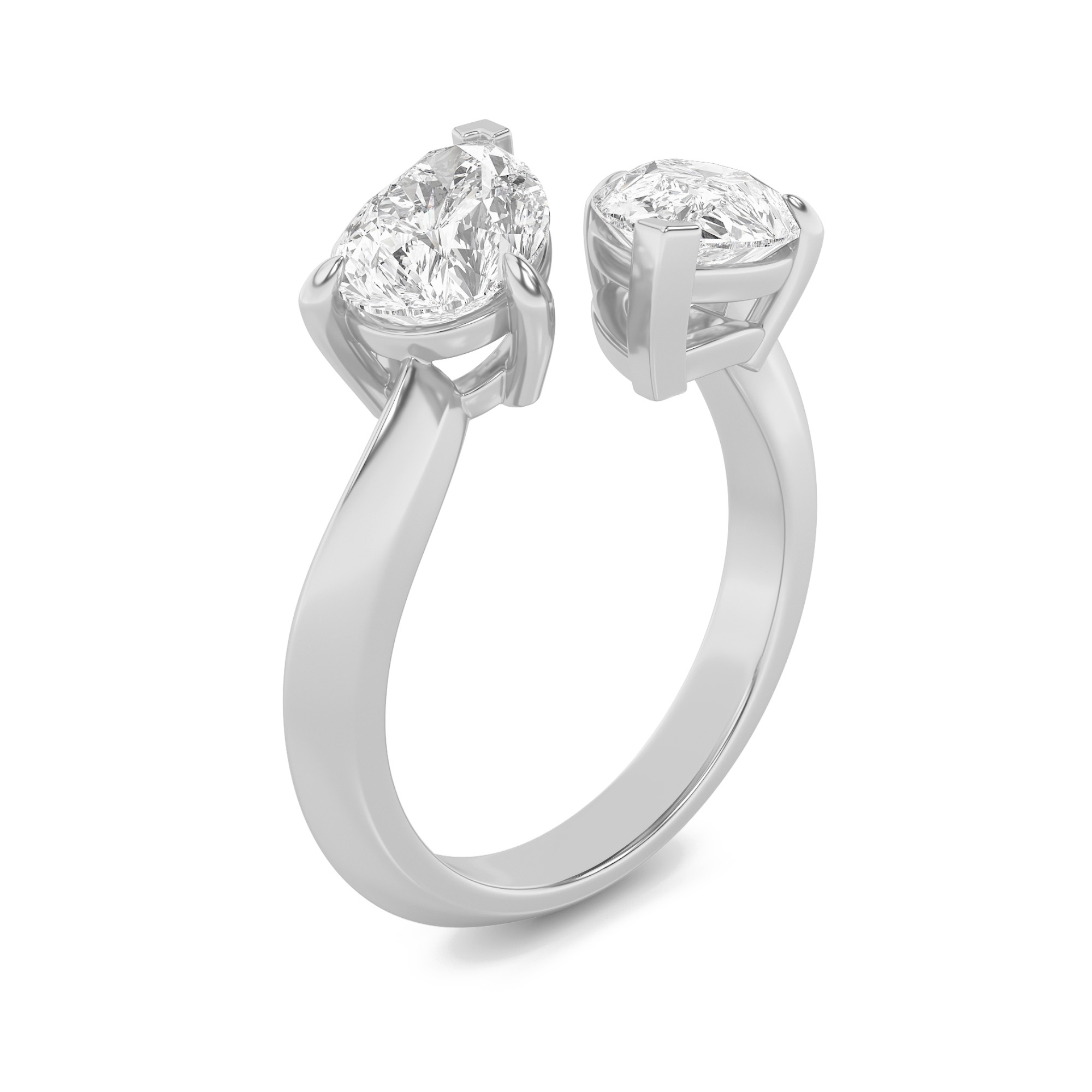 3Cttw Pear Shaped Lab Grown Diamond (F/VS) Toi et Moi Engagement Ring in 14K Gold