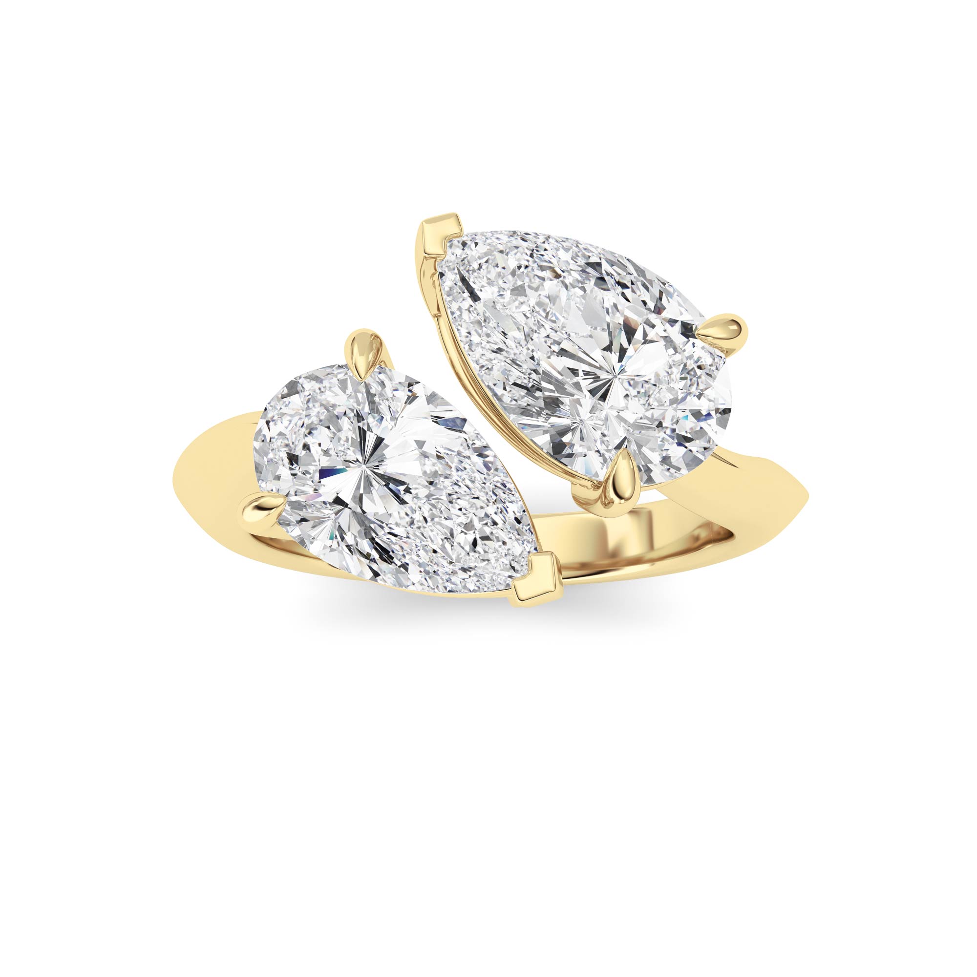 3Cttw Pear Shaped Lab Grown Diamond (F/VS) Toi et Moi Engagement Ring in 14K Gold