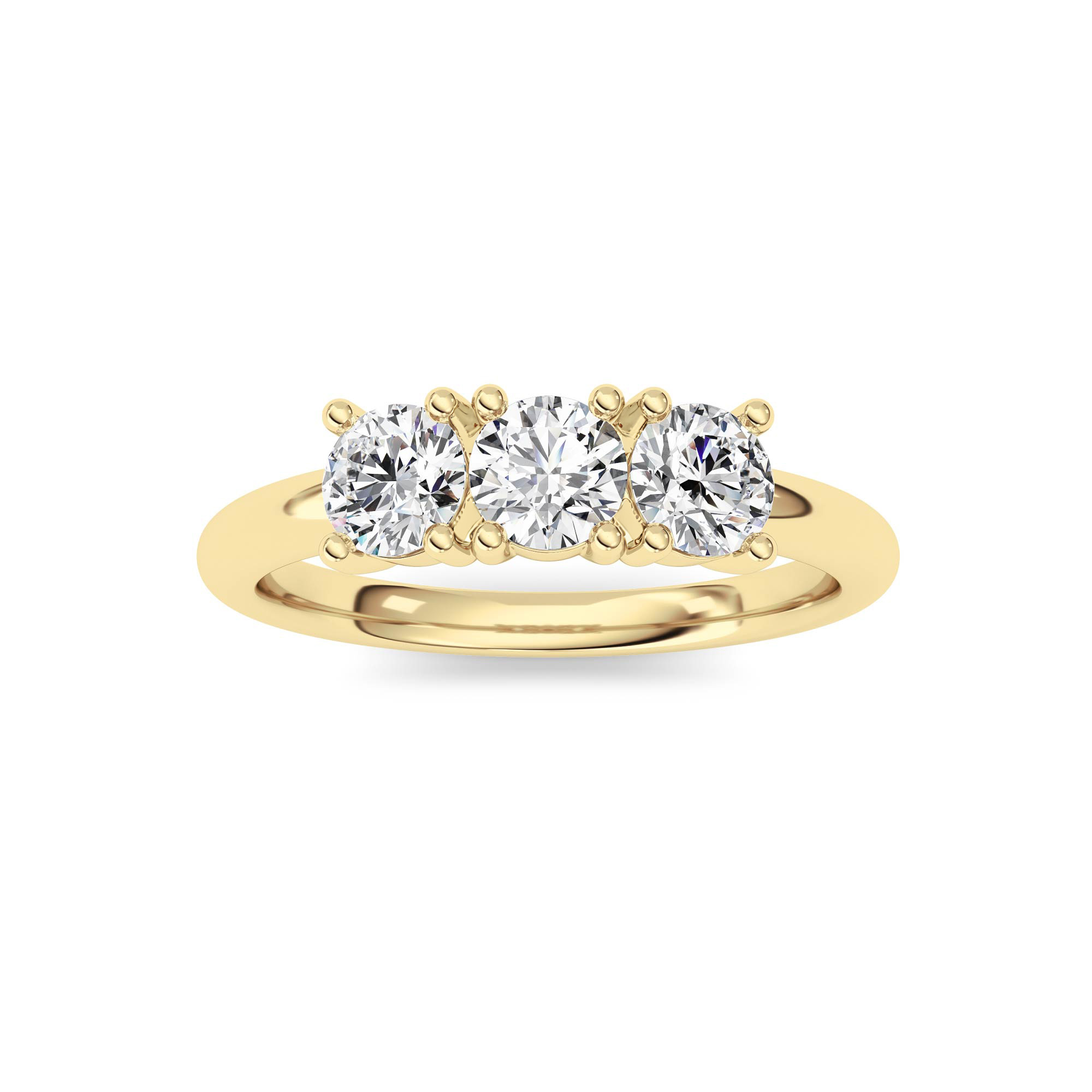 0.75Cttw Round Shaped Lab Grown Diamond (F/VS) Three Stone Band Ring in 14K Gold