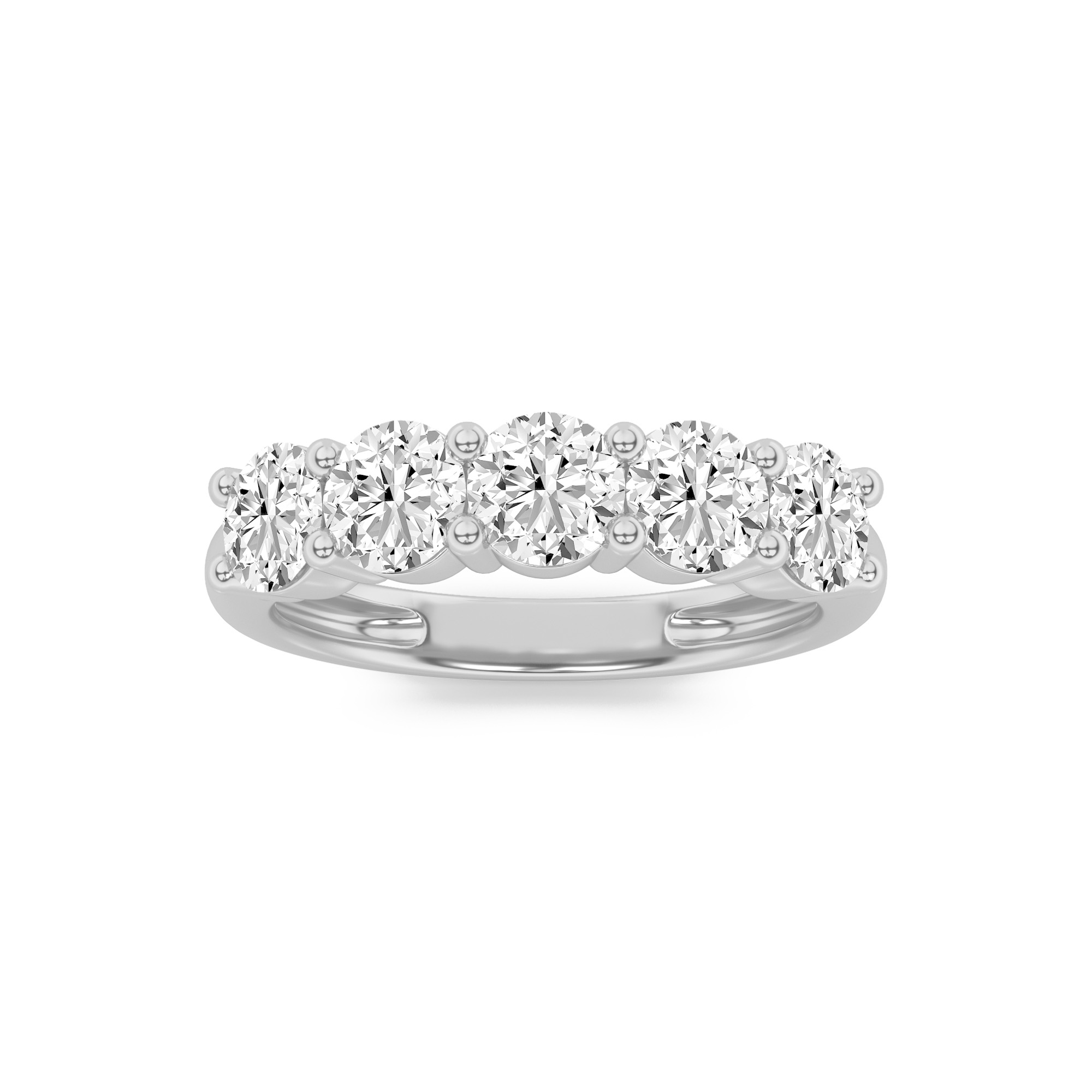 1Cttw Round Shaped Lab Grown Diamond (F/VS) Five Stone Band Ring in 14K Gold