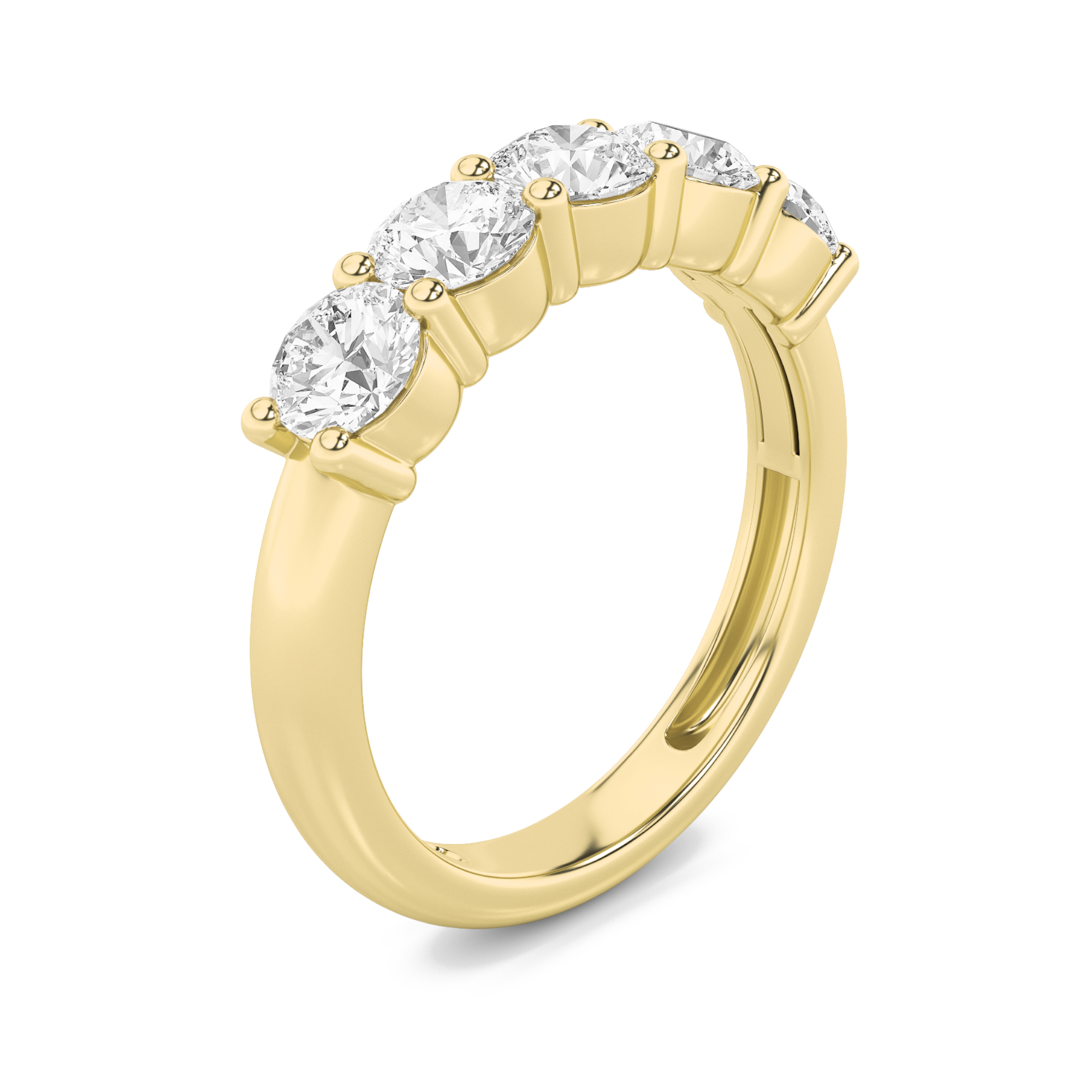 1.5Cttw Round Shaped Lab Grown Diamond (F/VS) Five Stone Band Ring in 14K Gold