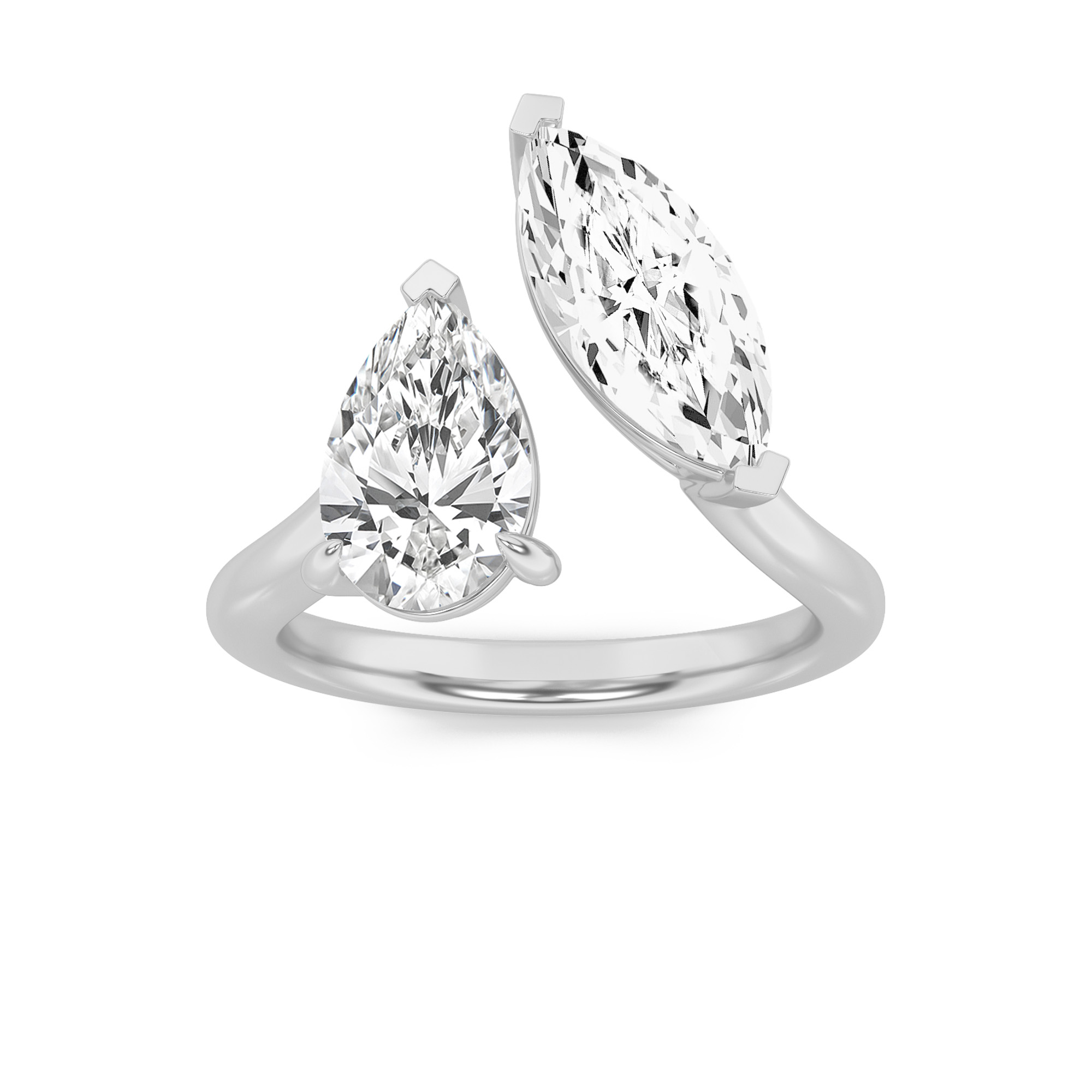 3Cttw Marquise Shaped Lab Grown Diamond (F/VS) Toi et Moi Fashiion Ring in 14K Gold