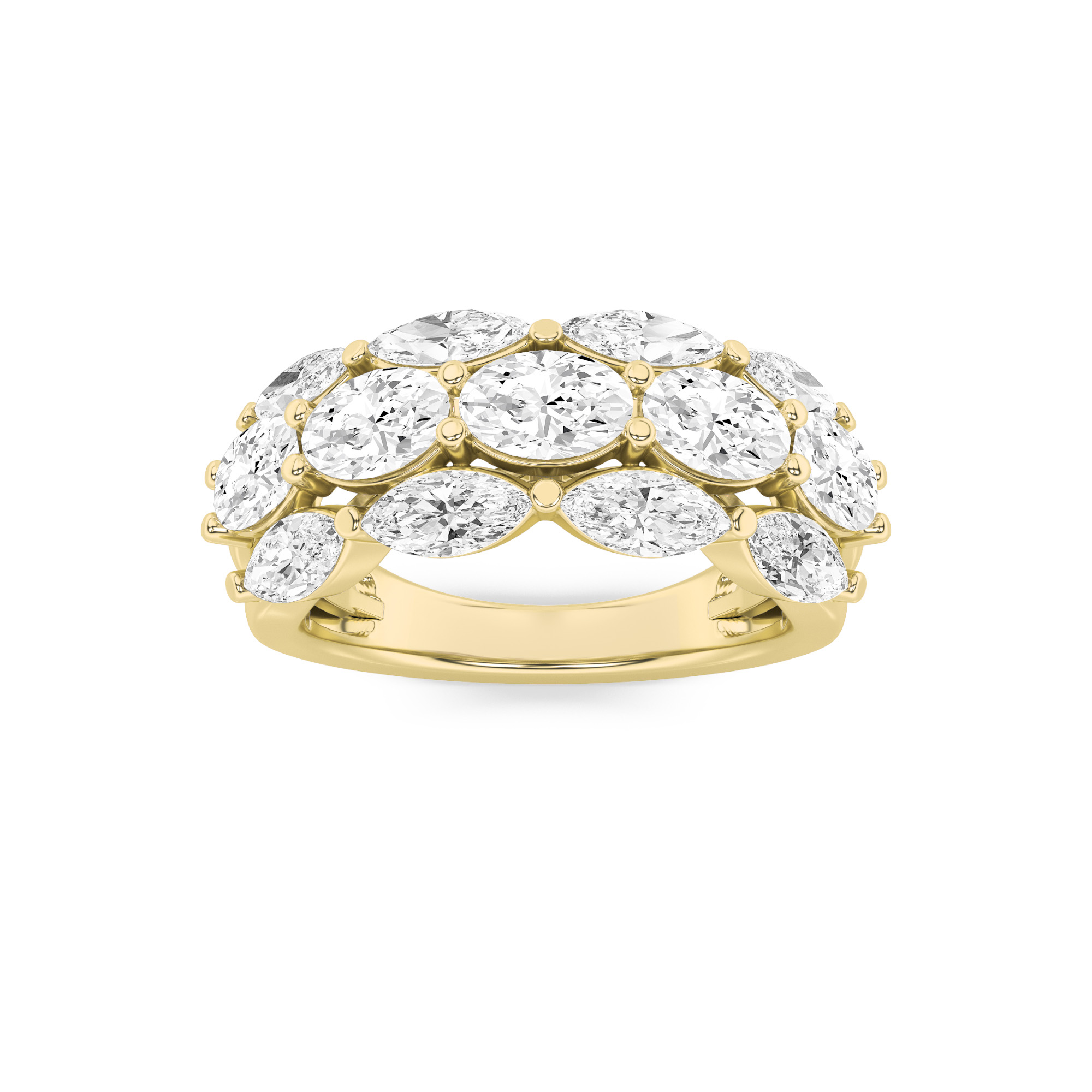 3Cttw Oval Shaped Lab Grown Diamond (F/VS) Multi Stone Band Ring in 14K Gold