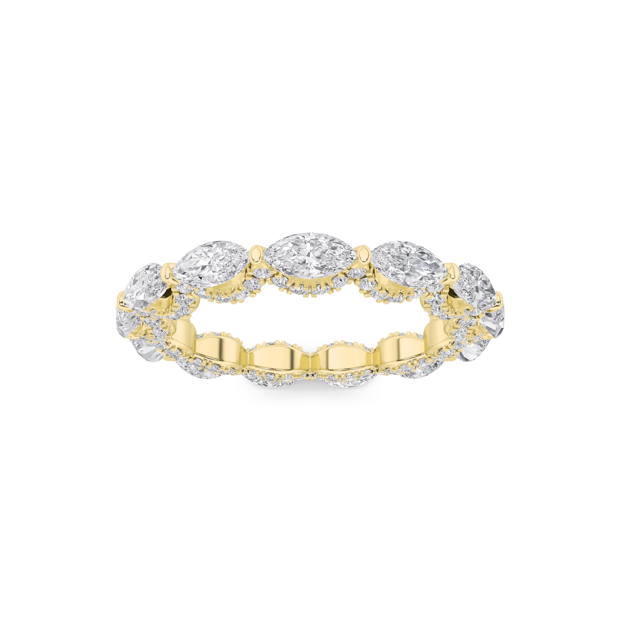 2.5Cttw Marquise Shaped Lab Grown Diamond (F/VS) Eternity Band Ring in 14K Gold