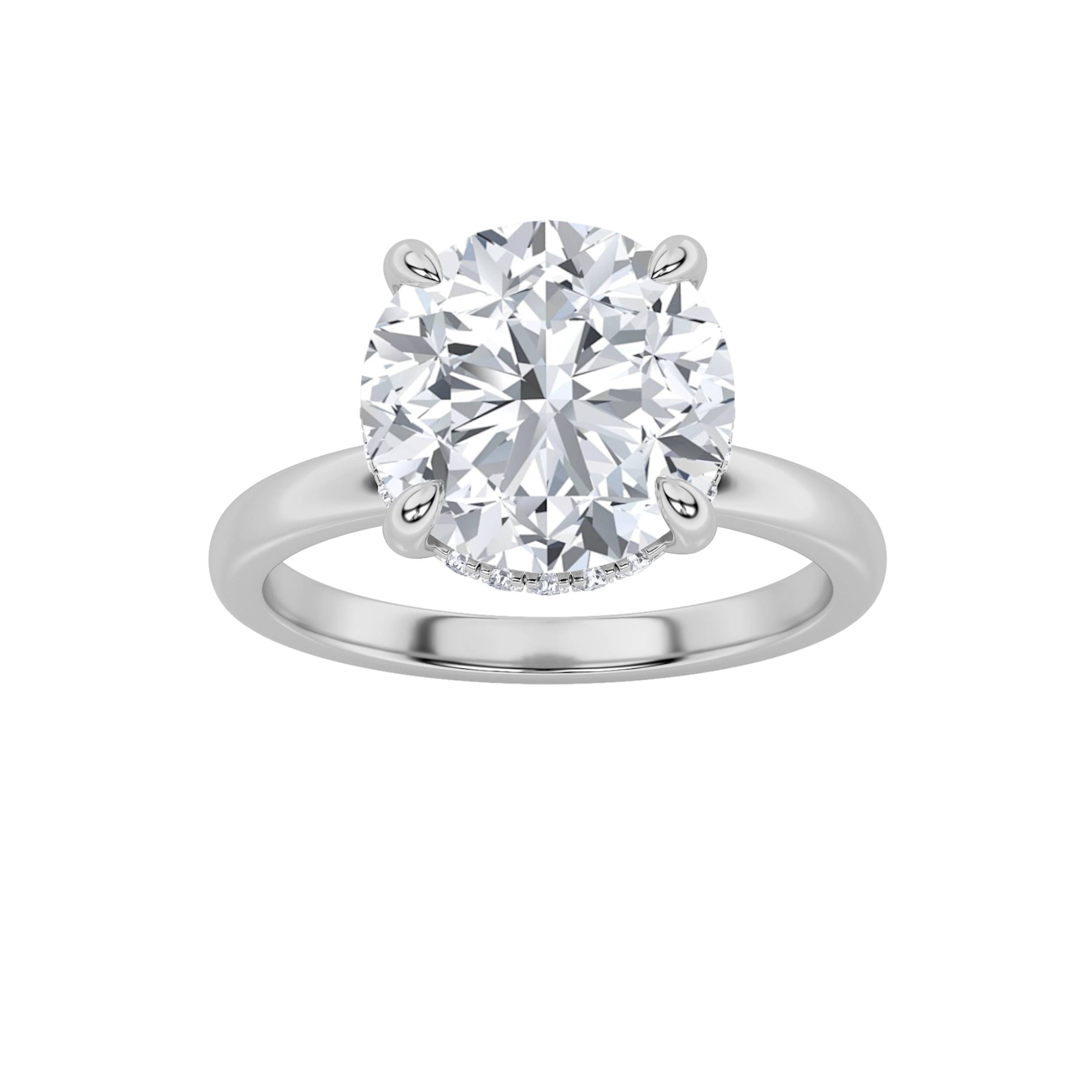 3.5Cttw Round Shaped Lab Grown Diamond (F/VS) Classic Hidden Halo Solitaire Engagement Ring in 14K Gold