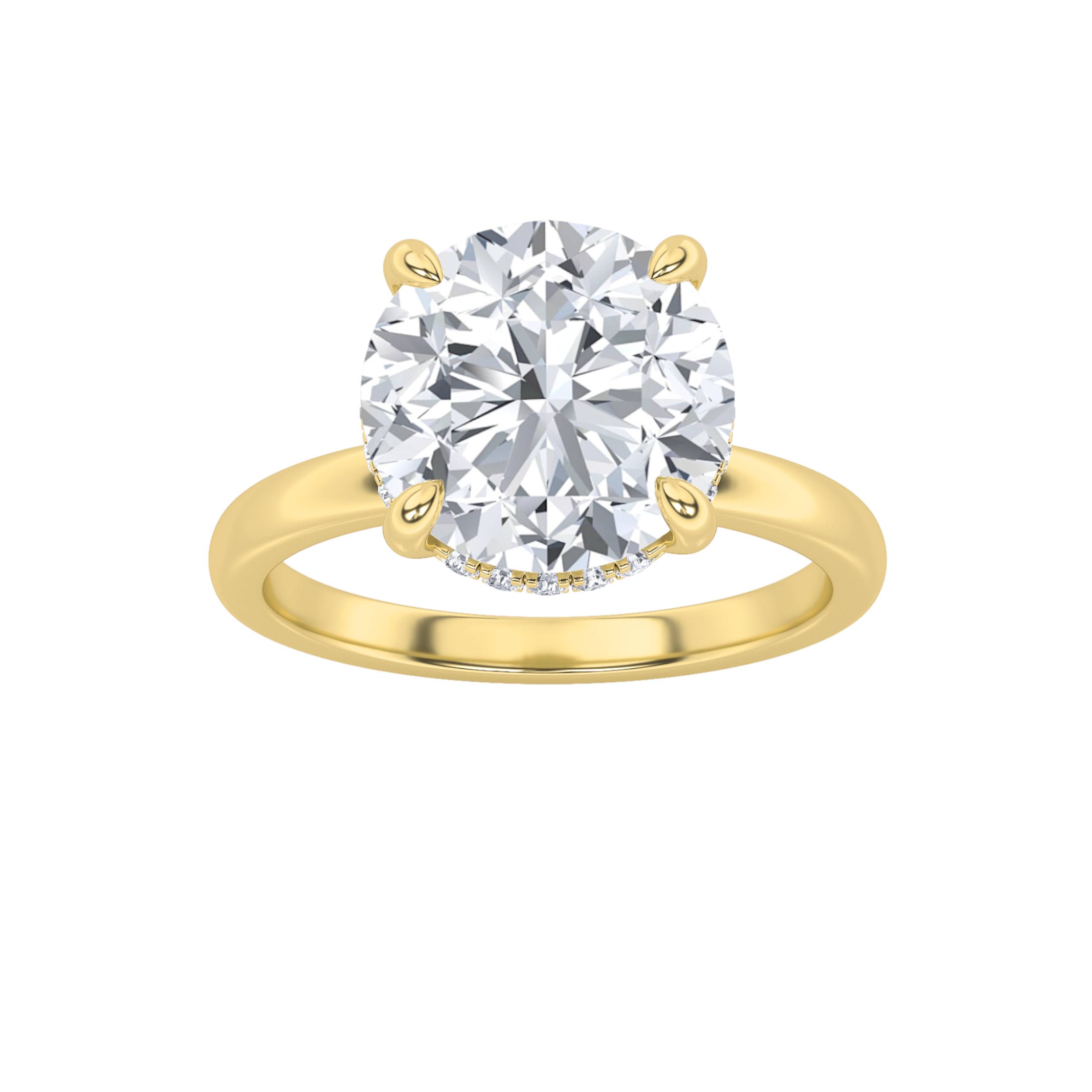 3.5Cttw Round Shaped Lab Grown Diamond (F/VS) Classic Hidden Halo Solitaire Engagement Ring in 14K Gold