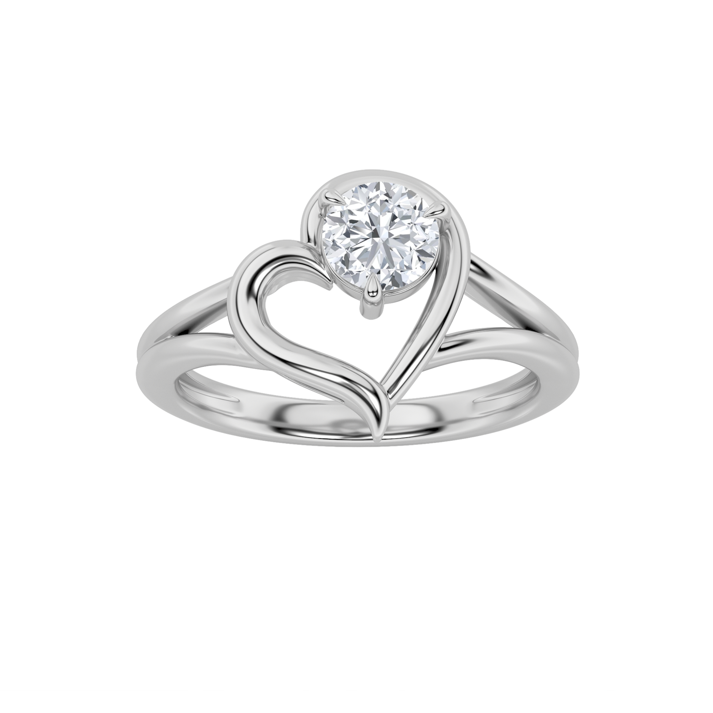 0.5Cttw Round Shaped Lab Grown Diamond (F/VS) Heart Shaped Ring in 14K Gold