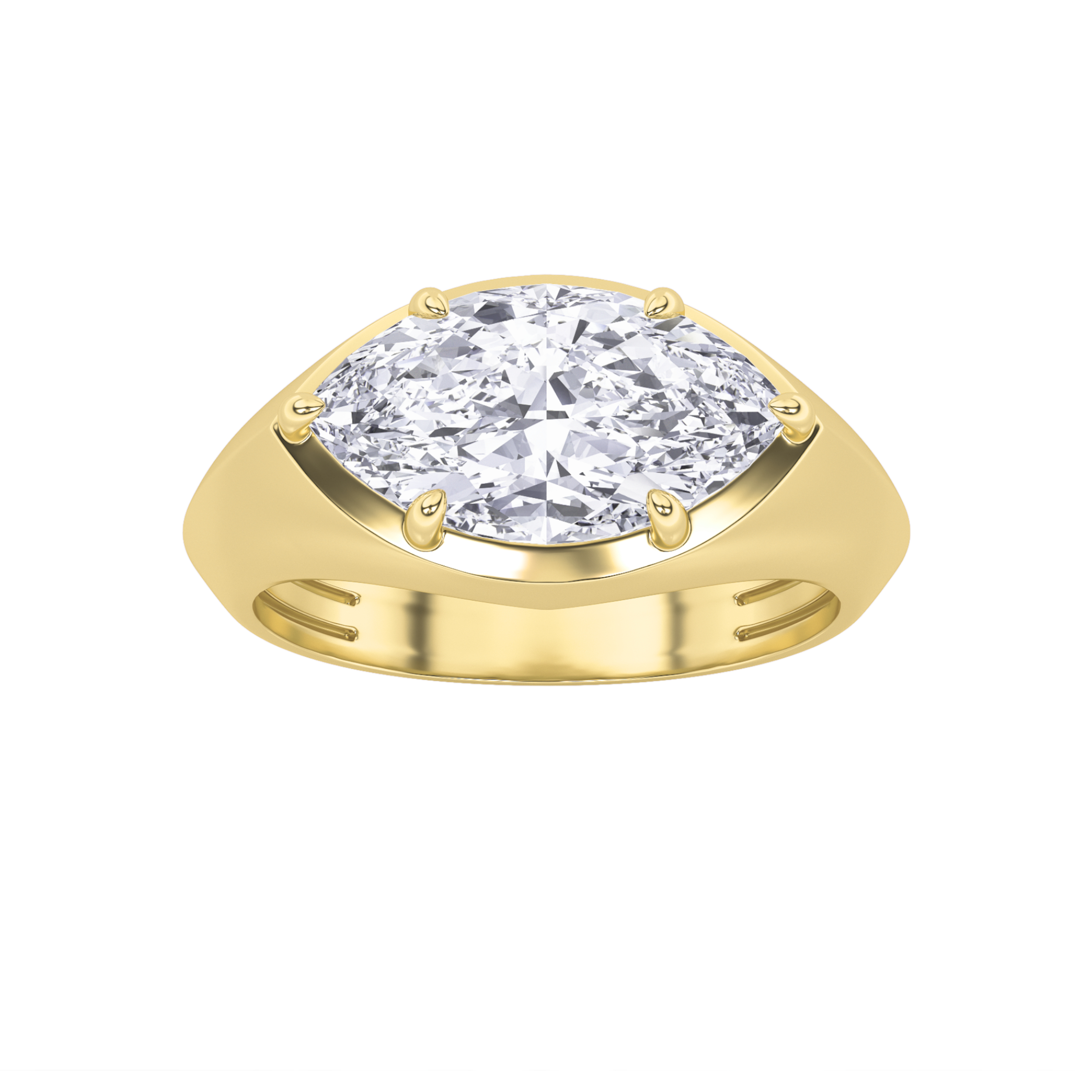 2Cttw Marquise Shaped Lab Grown Diamond (F/VS) East West Solitaire Ring in 14K Gold