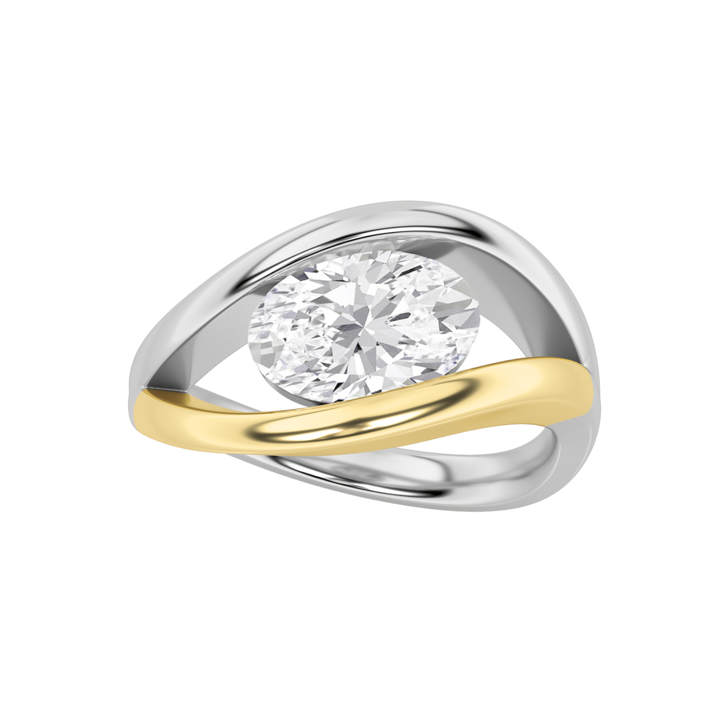 1.5Cttw Oval Shaped Lab Grown Diamond (F/VS) East West Solitaire Ring in 14K Gold