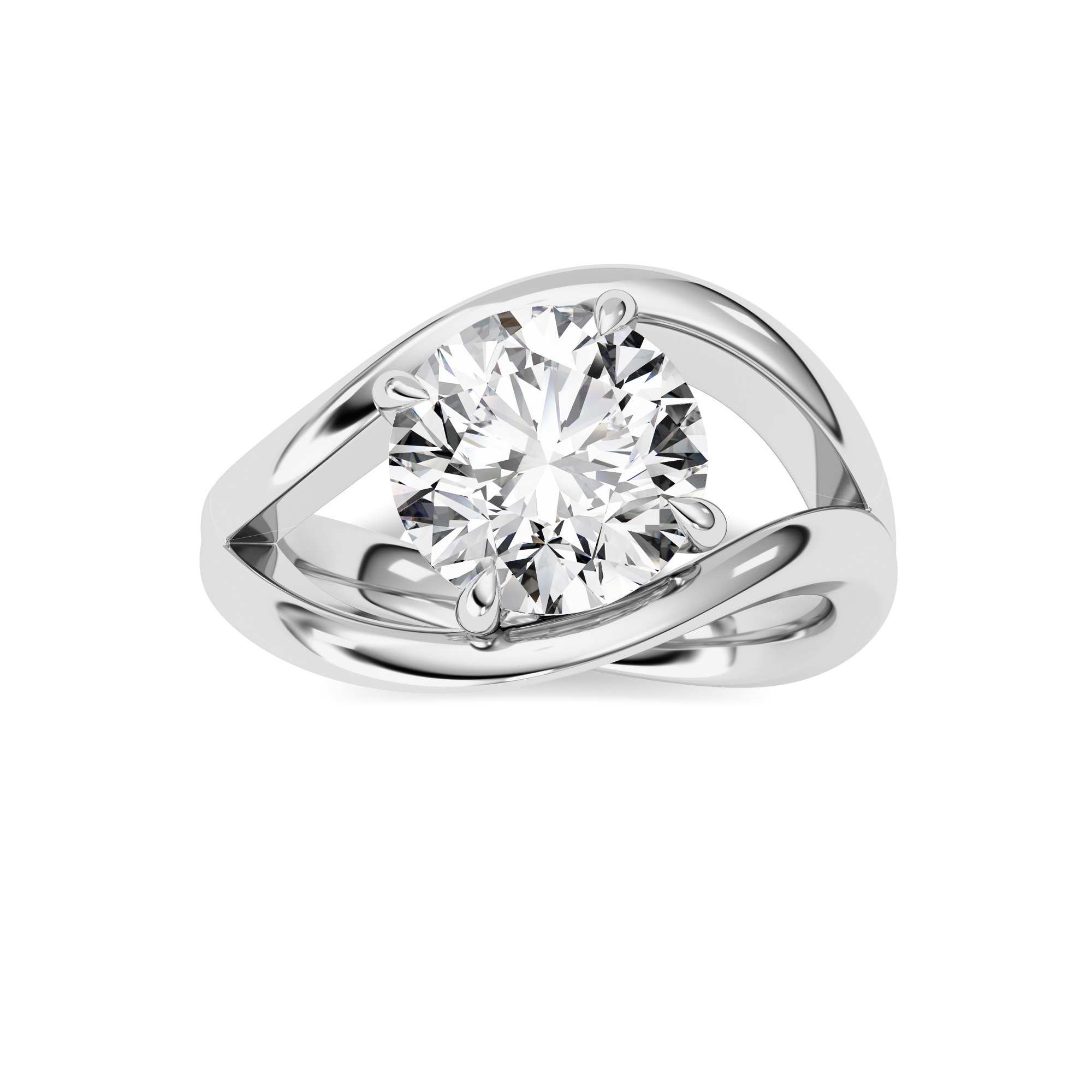 2Cttw Round Shaped Lab Grown Diamond (F/VS) East West Solitaire Ring in 14K Gold
