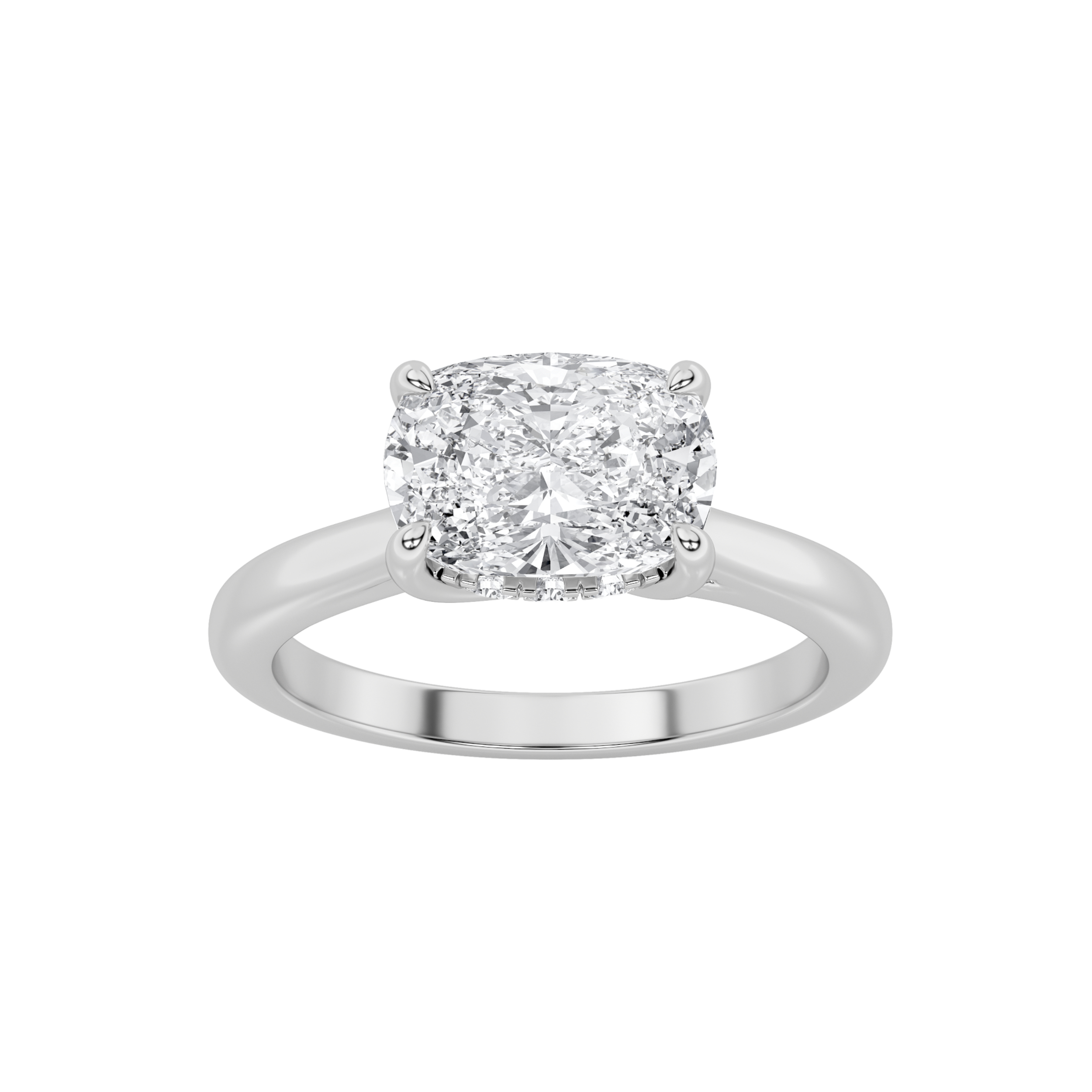 1.5Cttw Elongated Cushion Shaped Lab Grown Diamond (F/VS) East West Solitaire Ring in 14K Gold