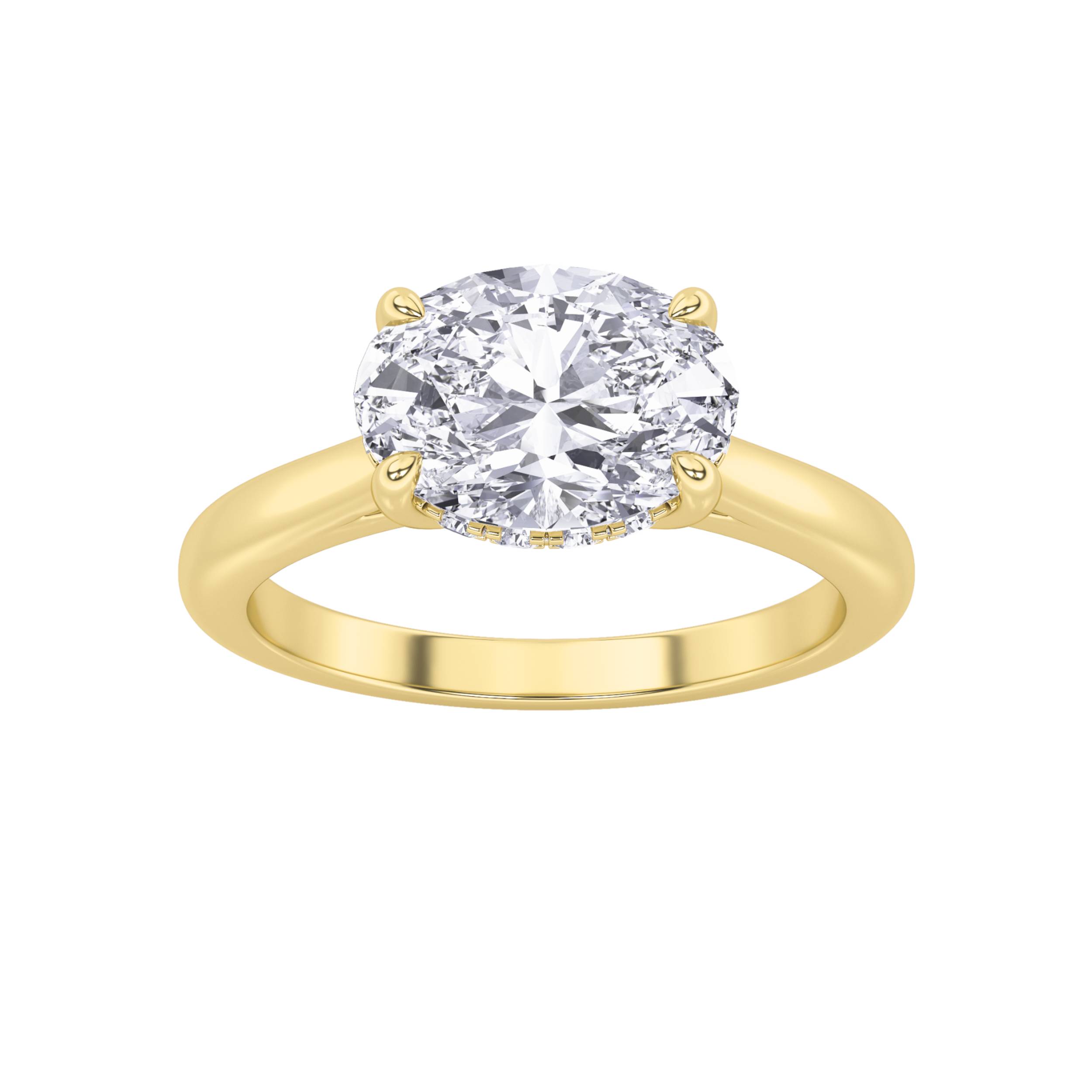 1.5Cttw Oval Shaped Lab Grown Diamond (F/VS) East West Solitaire Ring in 14K Gold