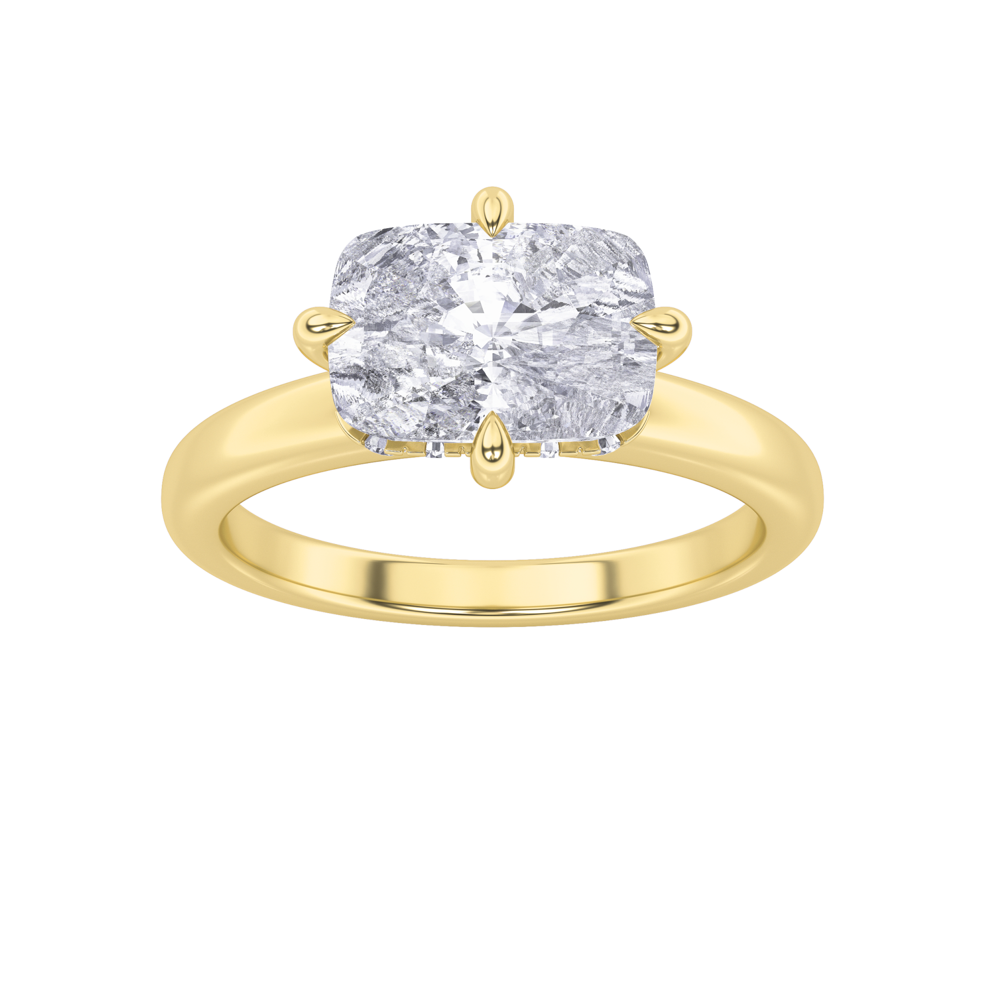 1.5Cttw Elongated Cushion Shaped Lab Grown Diamond (F/VS) East West Solitaire Ring in 14K Gold