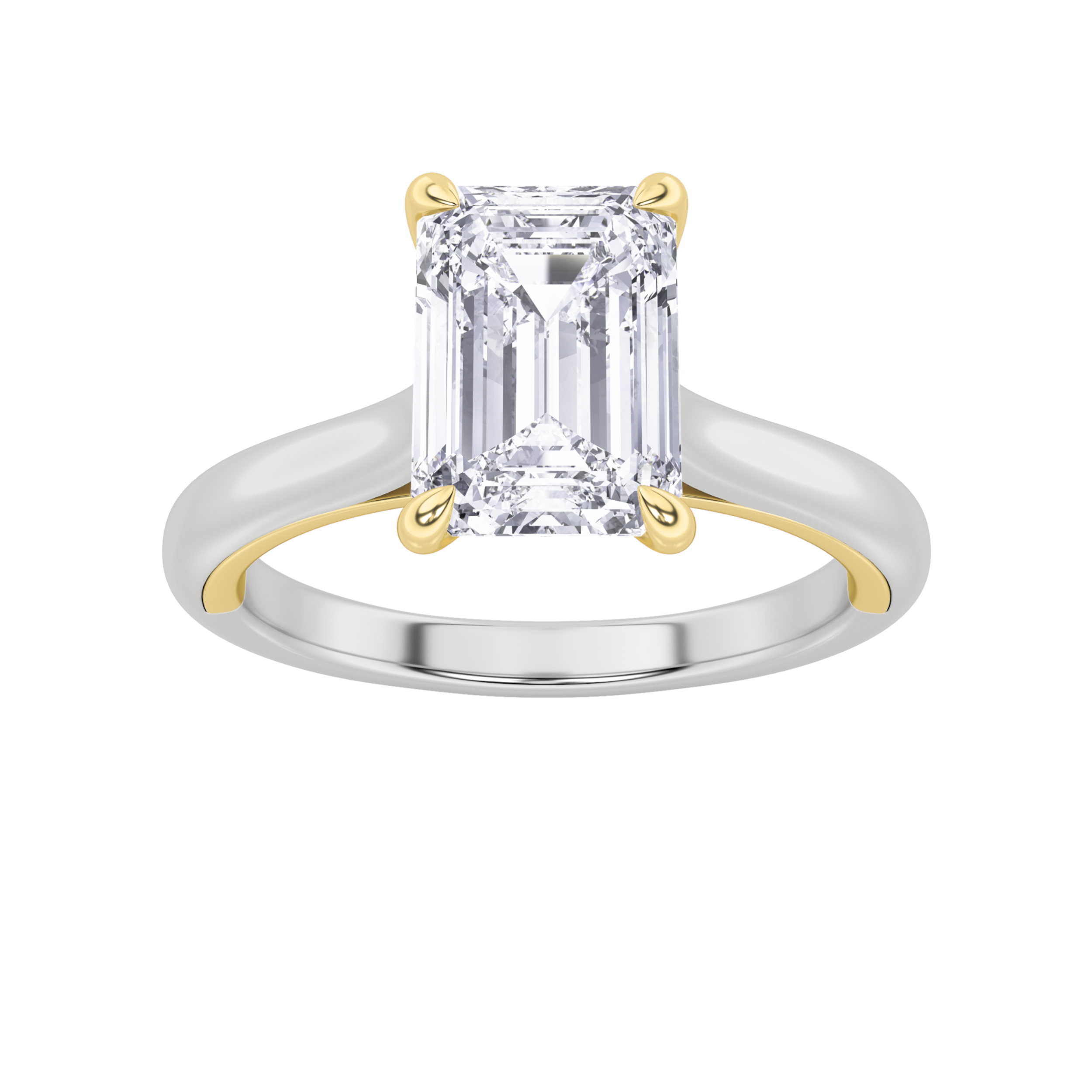 2Cttw Emerald Shaped Lab Grown Diamond (F/VS) Solitaire Engagement Ring in 14K Gold