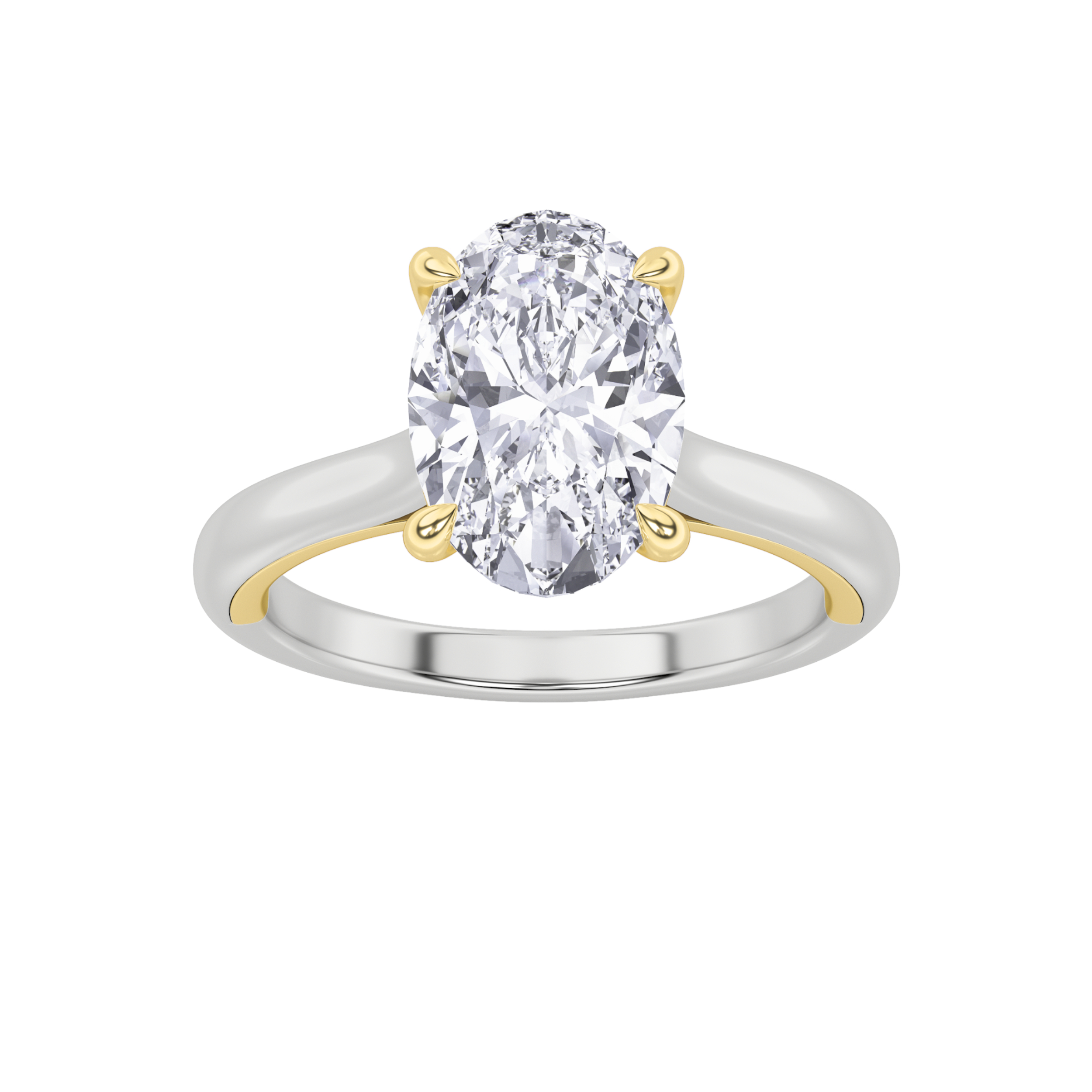 2Cttw Oval Shaped Lab Grown Diamond (F/VS) Solitaire Engagement Ring in 14K Gold