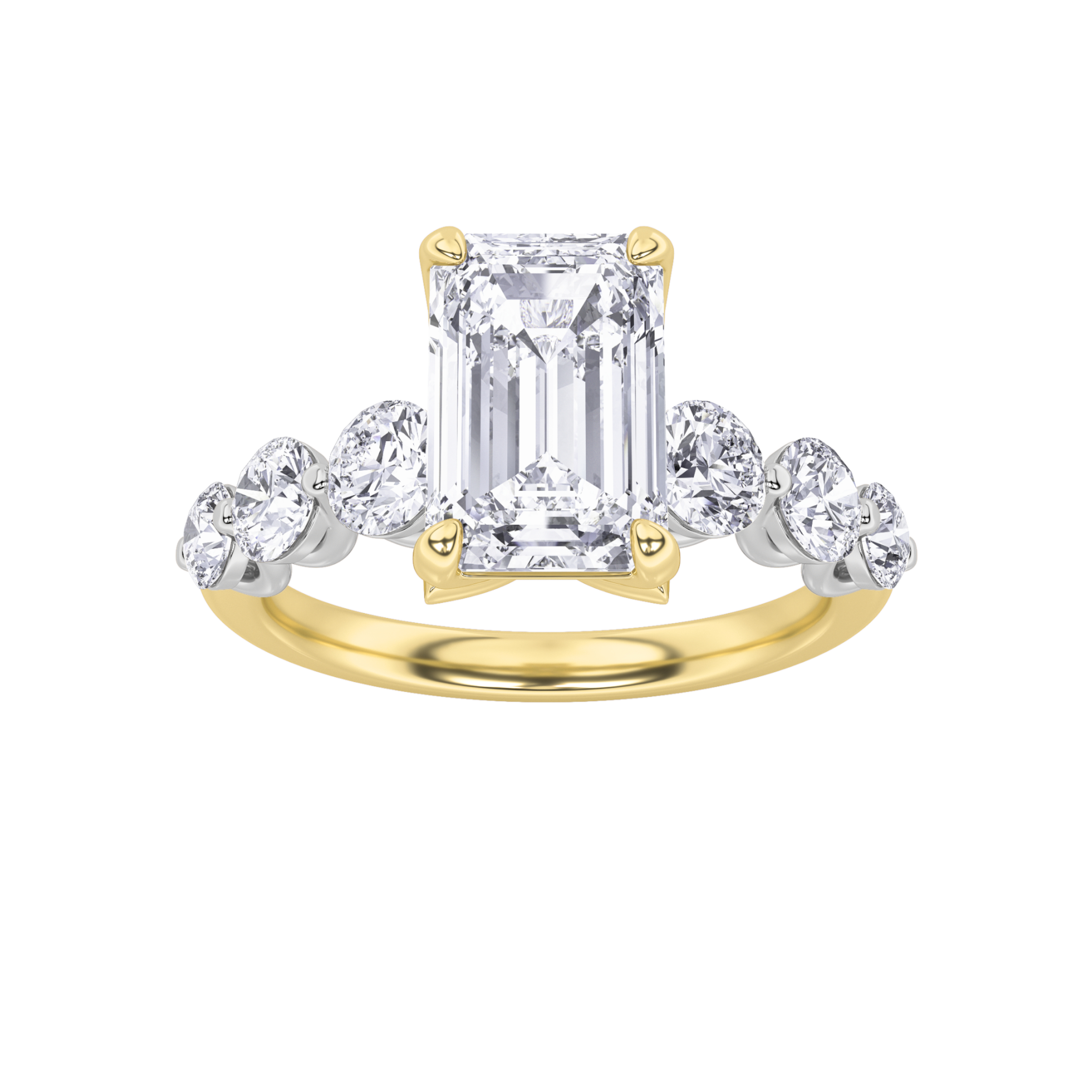 3Cttw Emerald Shaped Lab Grown Diamond (F/VS) Solitaire Engagement Ring in 14K Gold