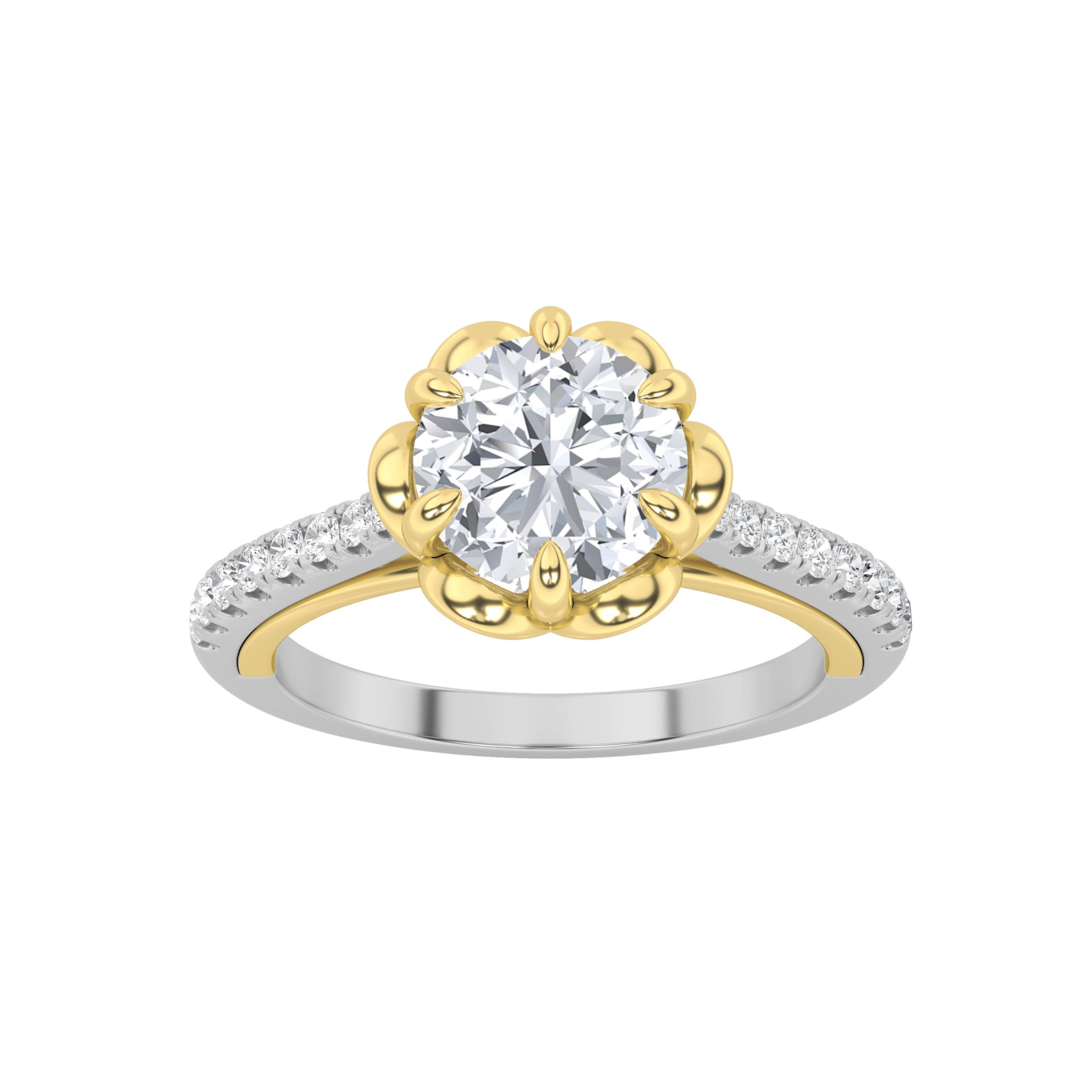 1.5Cttw Round Shaped Lab Grown Diamond (F/VS) Solitaire Engagement Ring in 14K Gold