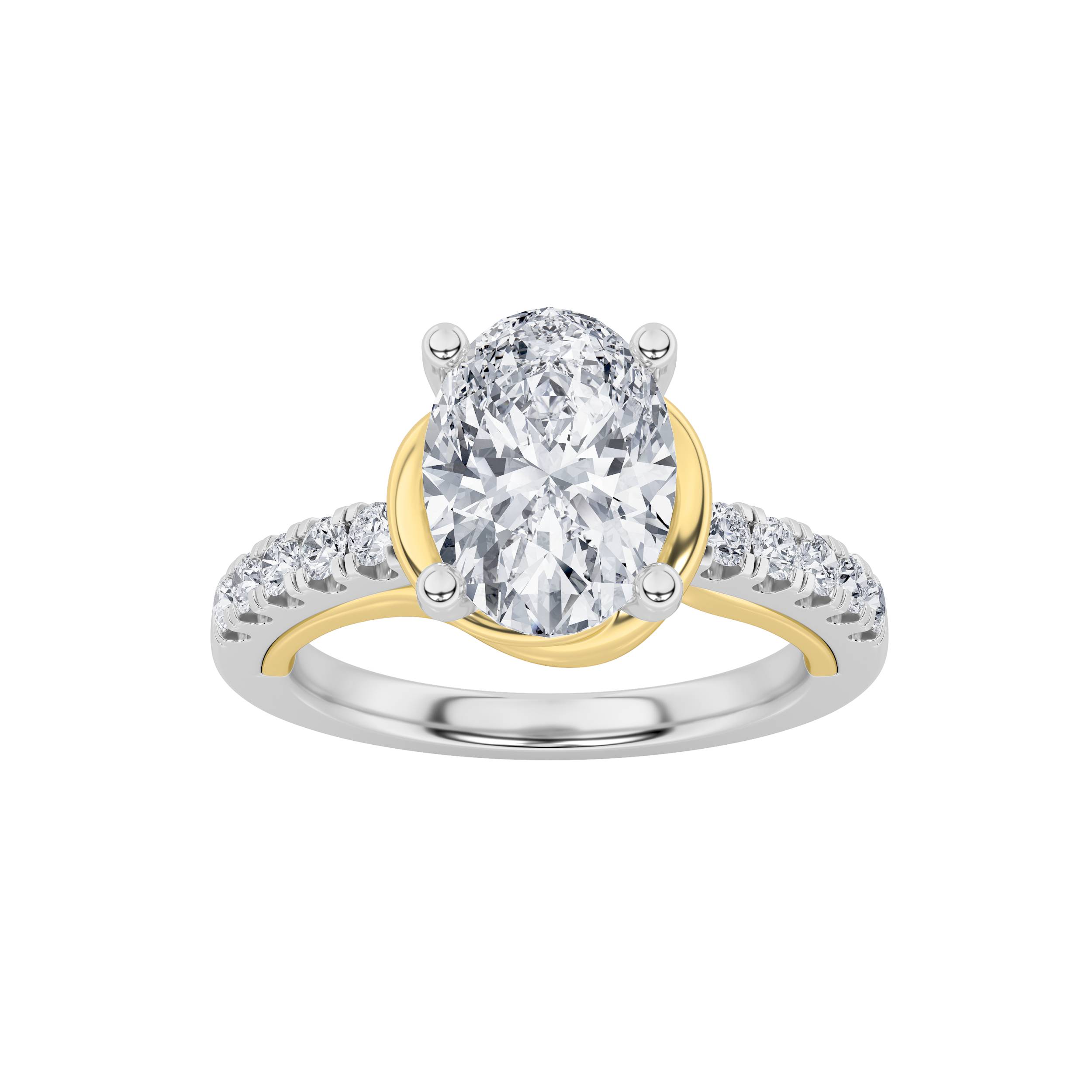 2Cttw Oval Shaped Lab Grown Diamond (F/VS) Solitaire Engagement Ring in 14K Gold
