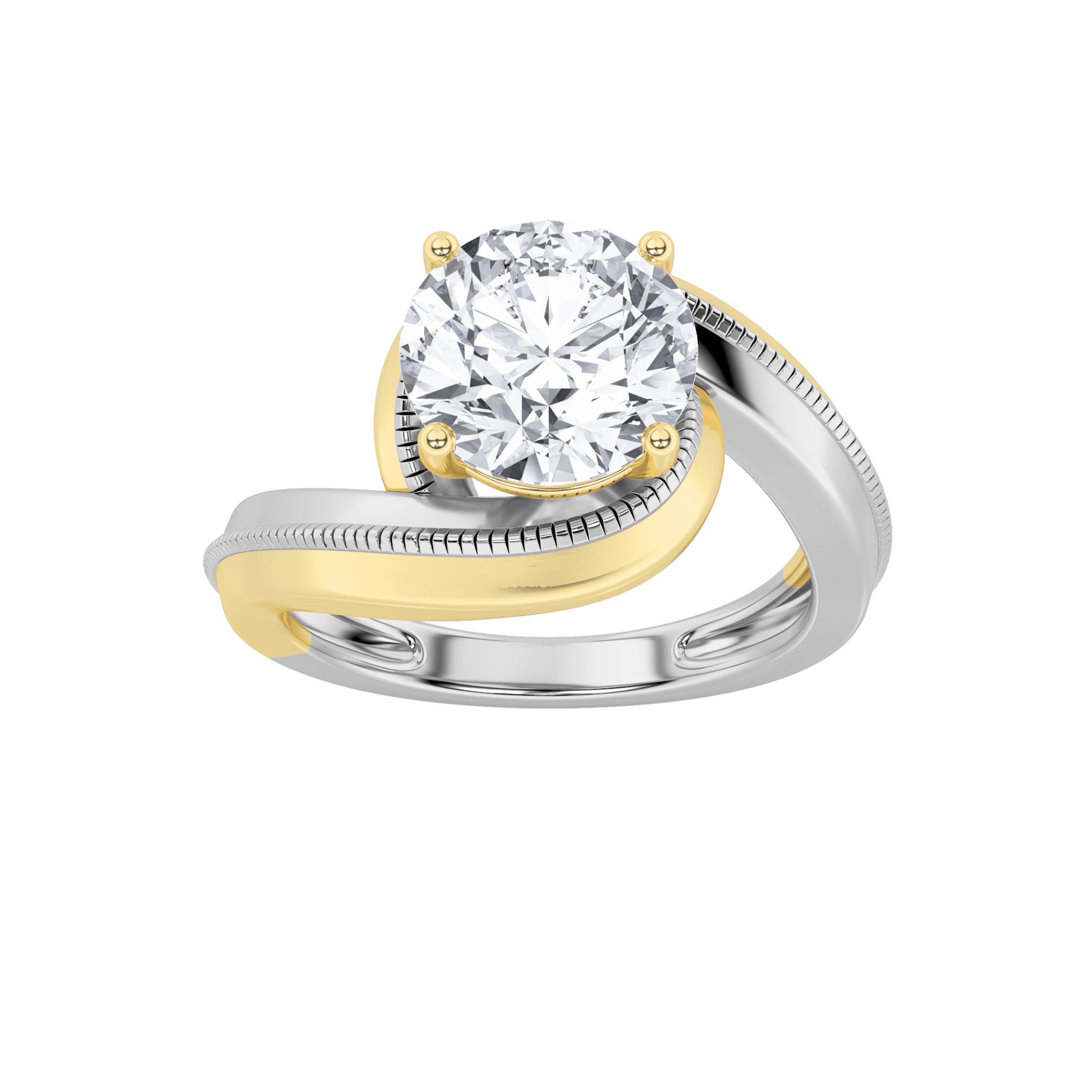 2Cttw Round Shaped Lab Grown Diamond (F/VS) Solitaire Engagement Ring in 14K Gold