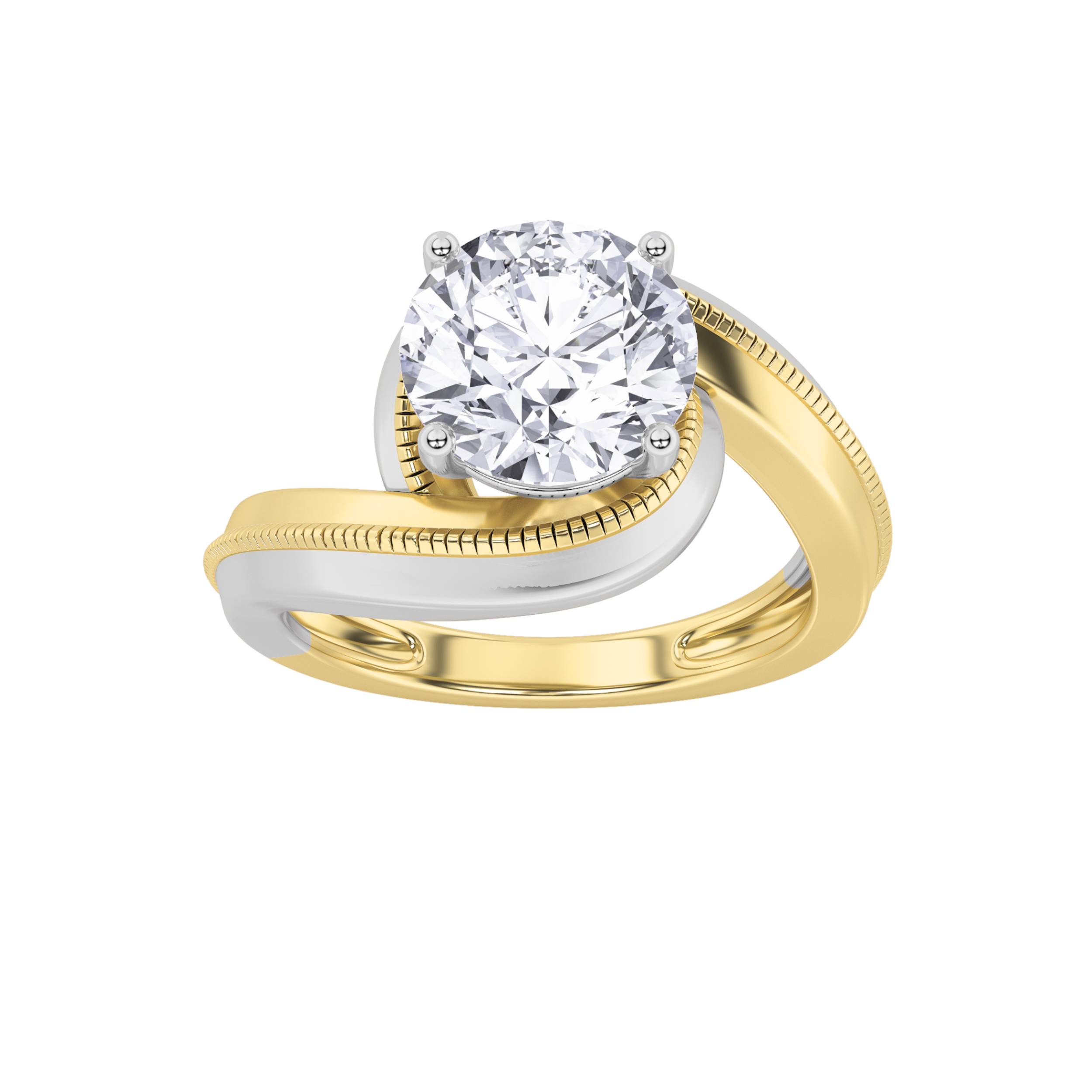 2Cttw Round Shaped Lab Grown Diamond (F/VS) Solitaire Engagement Ring in 14K Gold
