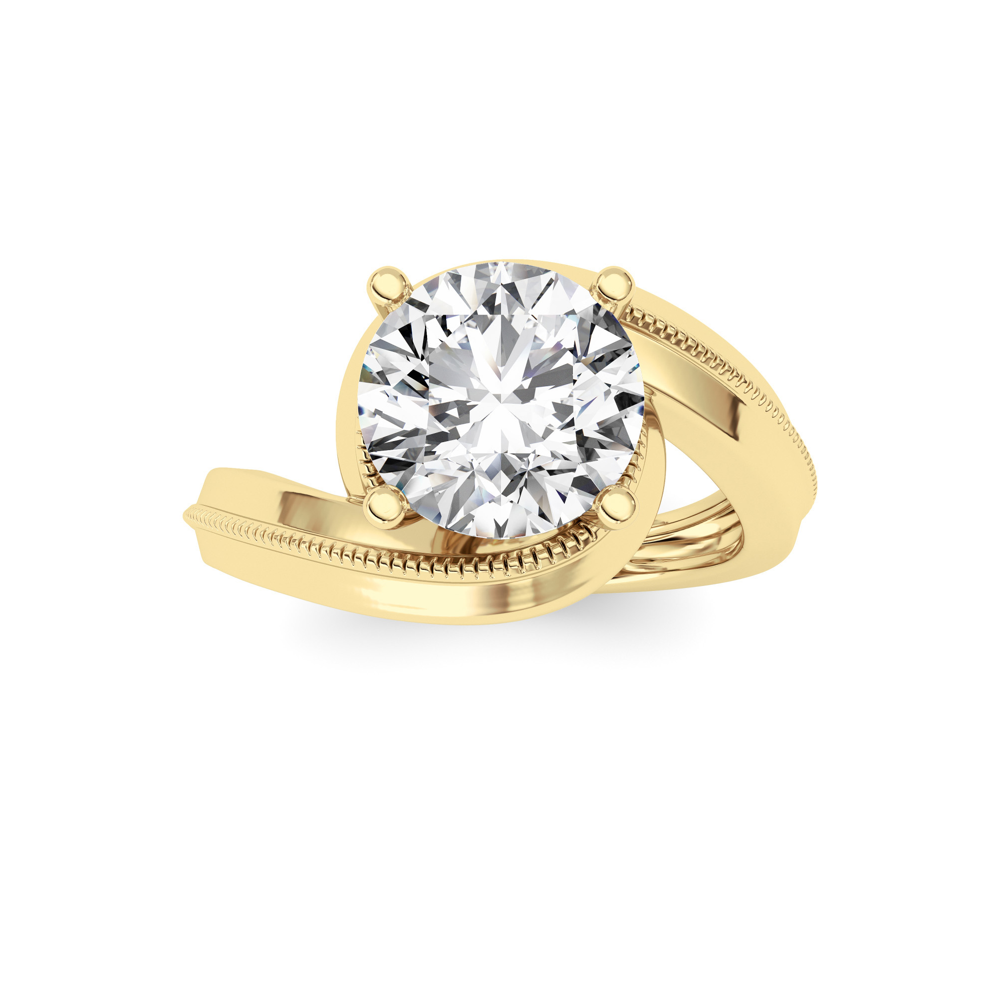 2.5Cttw Round Shaped Lab Grown Diamond (F/VS)  Ring in 14K Gold