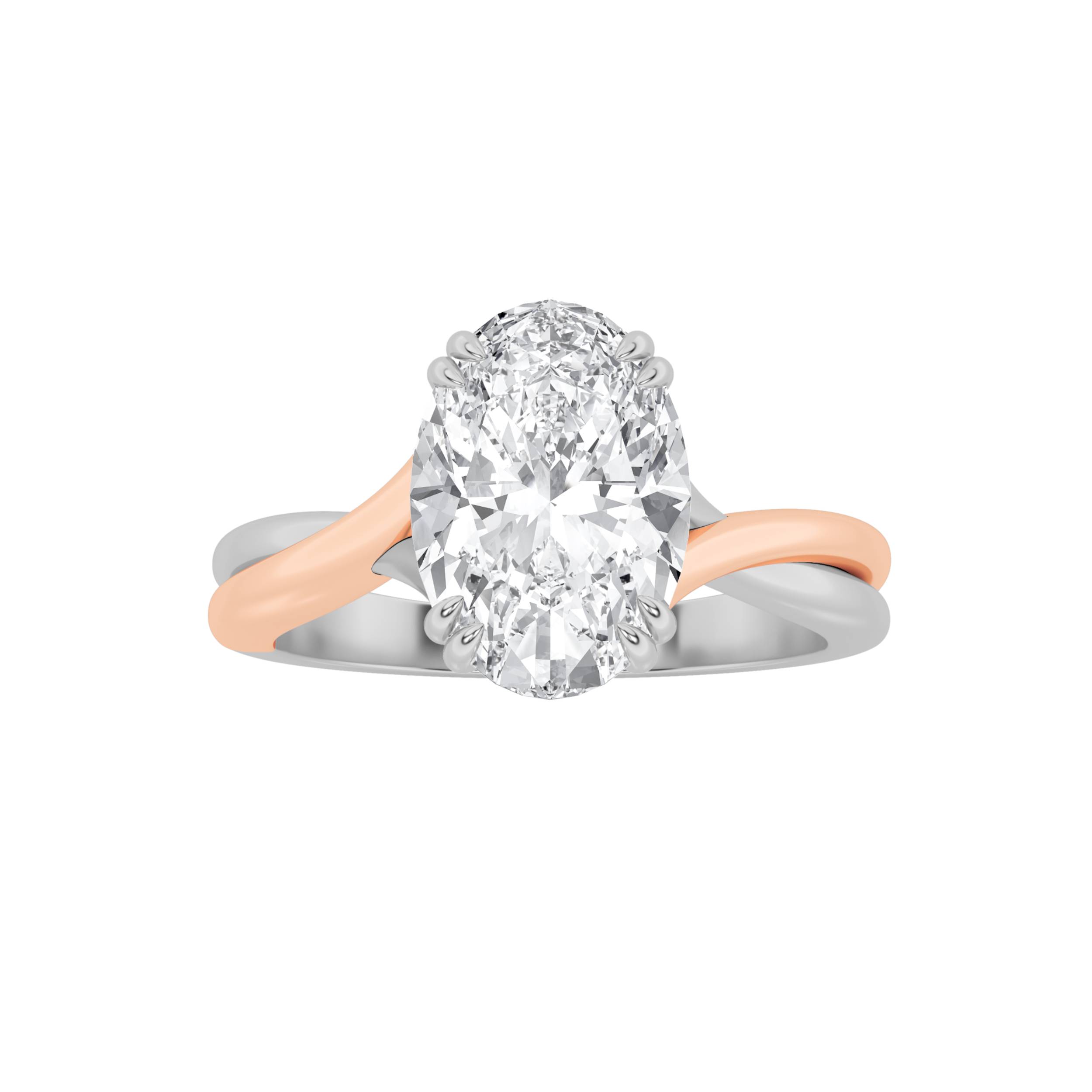 2Cttw Oval Shaped Lab Grown Diamond (F/VS) Solitaire Engagement Ring in 14K Gold