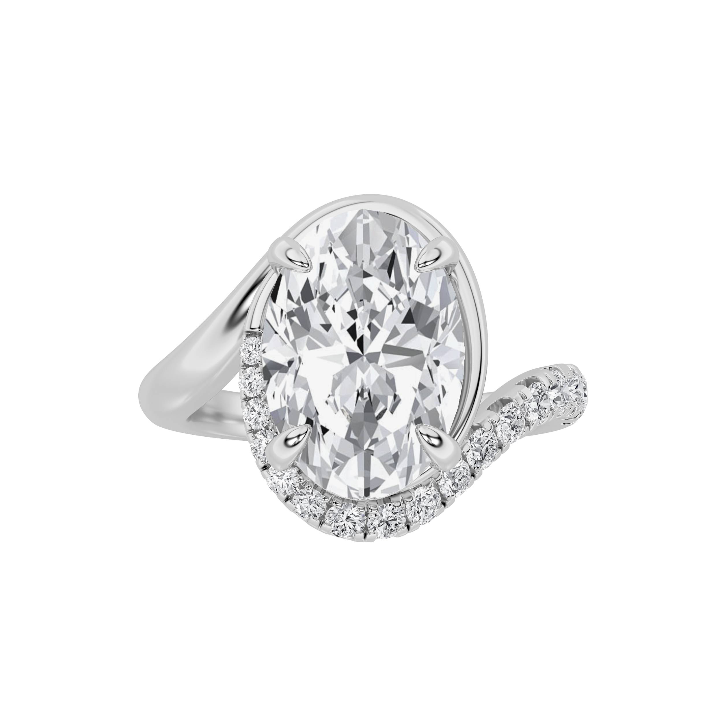 3Cttw Oval Shaped Lab Grown Diamond (F/VS) Solitaire Engagement Ring in 14K Gold