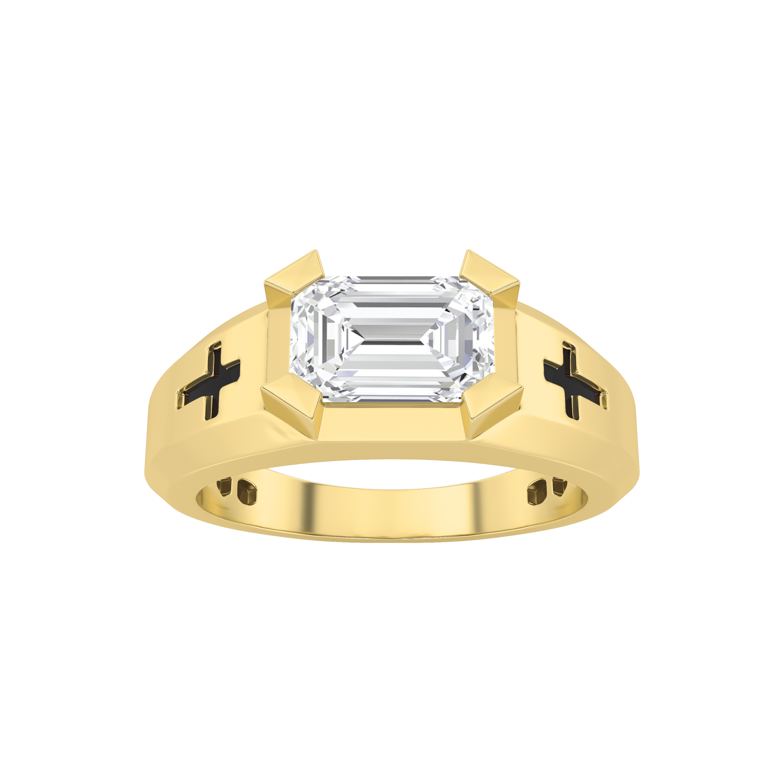 2Cttw Emerald Shaped Lab Grown Diamond (F/VS) Mens Ring in 14K Gold