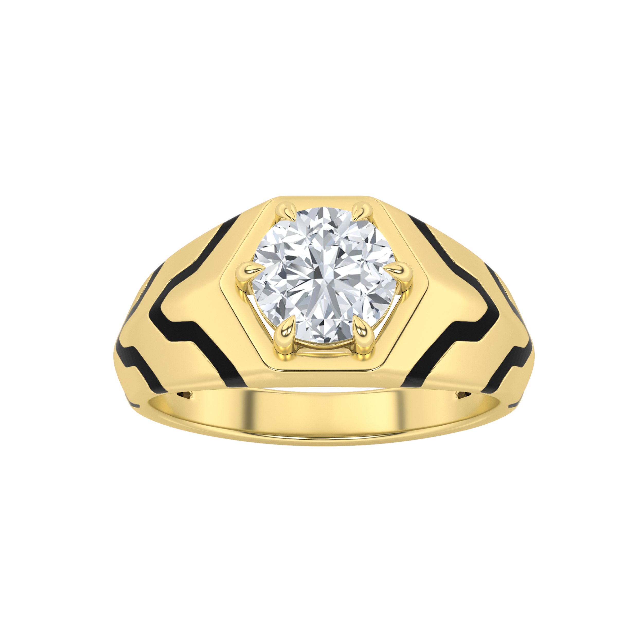 1.5Cttw Round Shaped Lab Grown Diamond (F/VS) Mens Ring in 14K Gold
