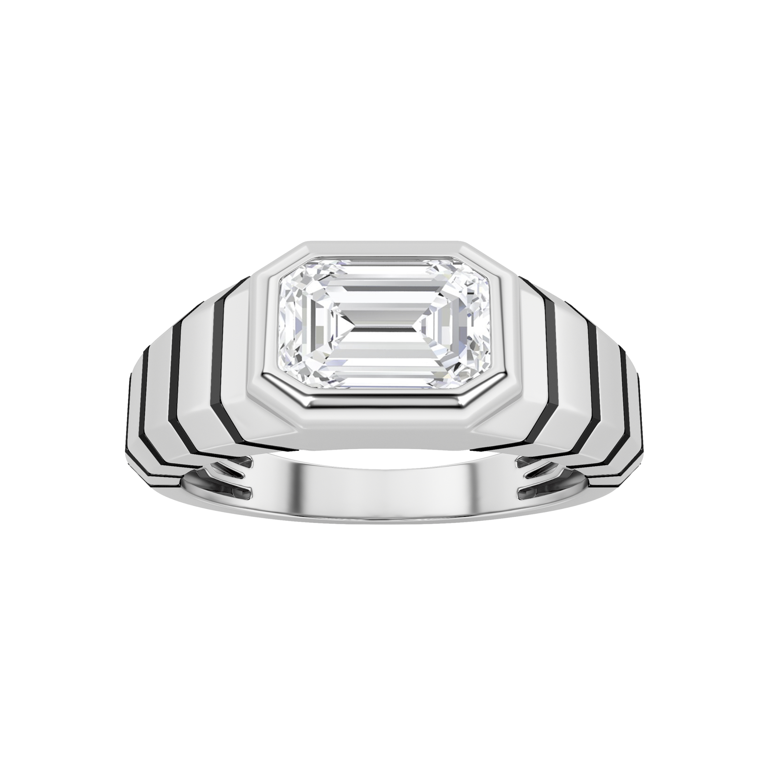 2Cttw Emerald Shaped Lab Grown Diamond (F/VS) Mens RING in 14K Gold