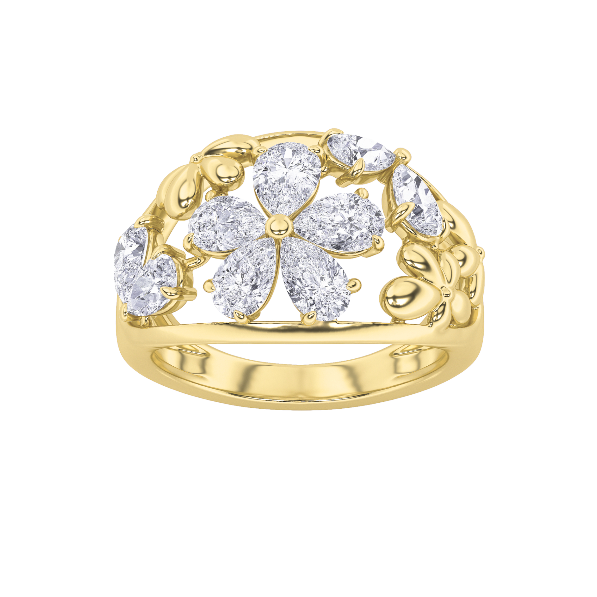 2.5Cttw Pear Shaped Lab Grown Diamond (F/VS) Fashion Ring in 14K Gold