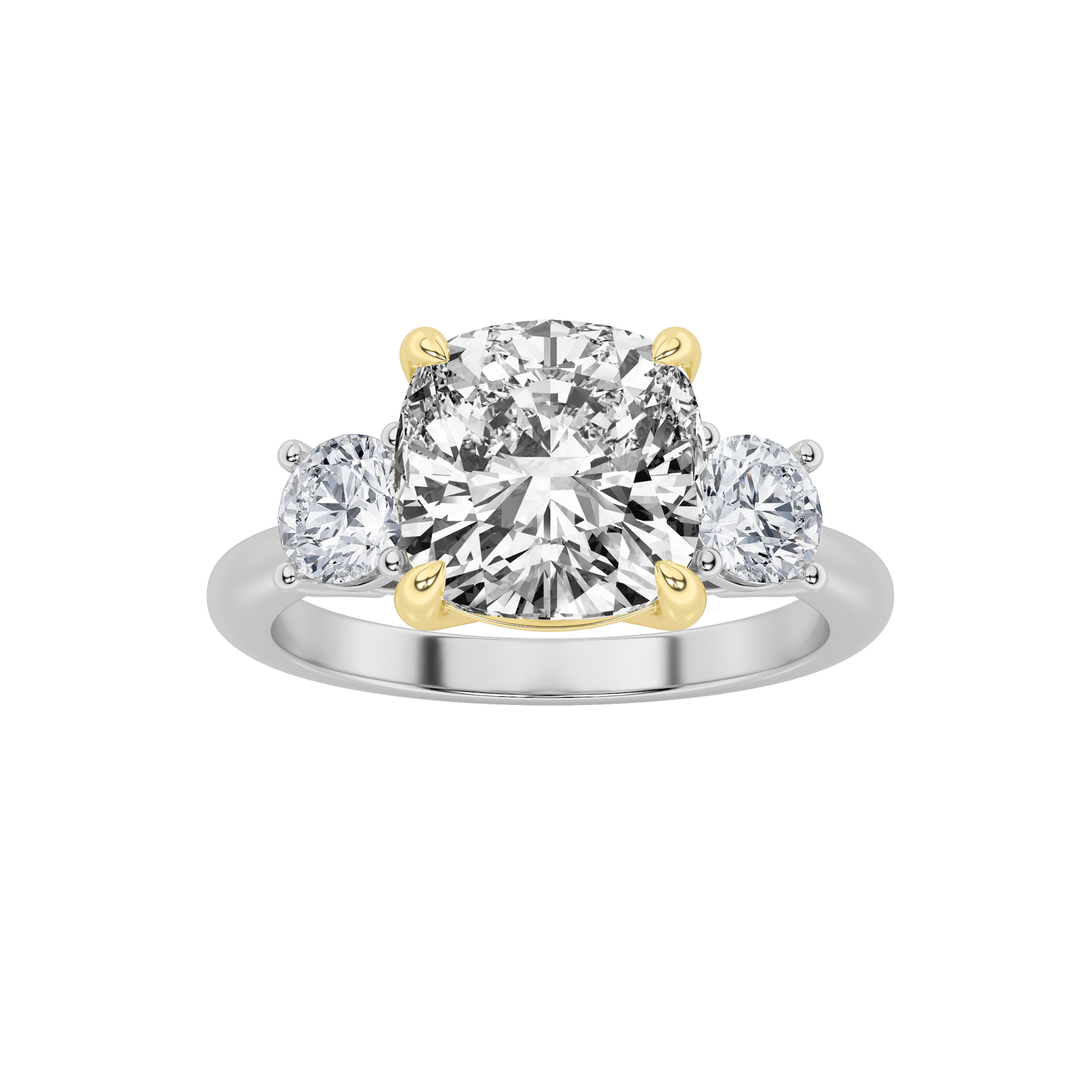 2.5Cttw Cushion Shaped Lab Grown Diamond (F/VS)  Ring in 14K Gold
