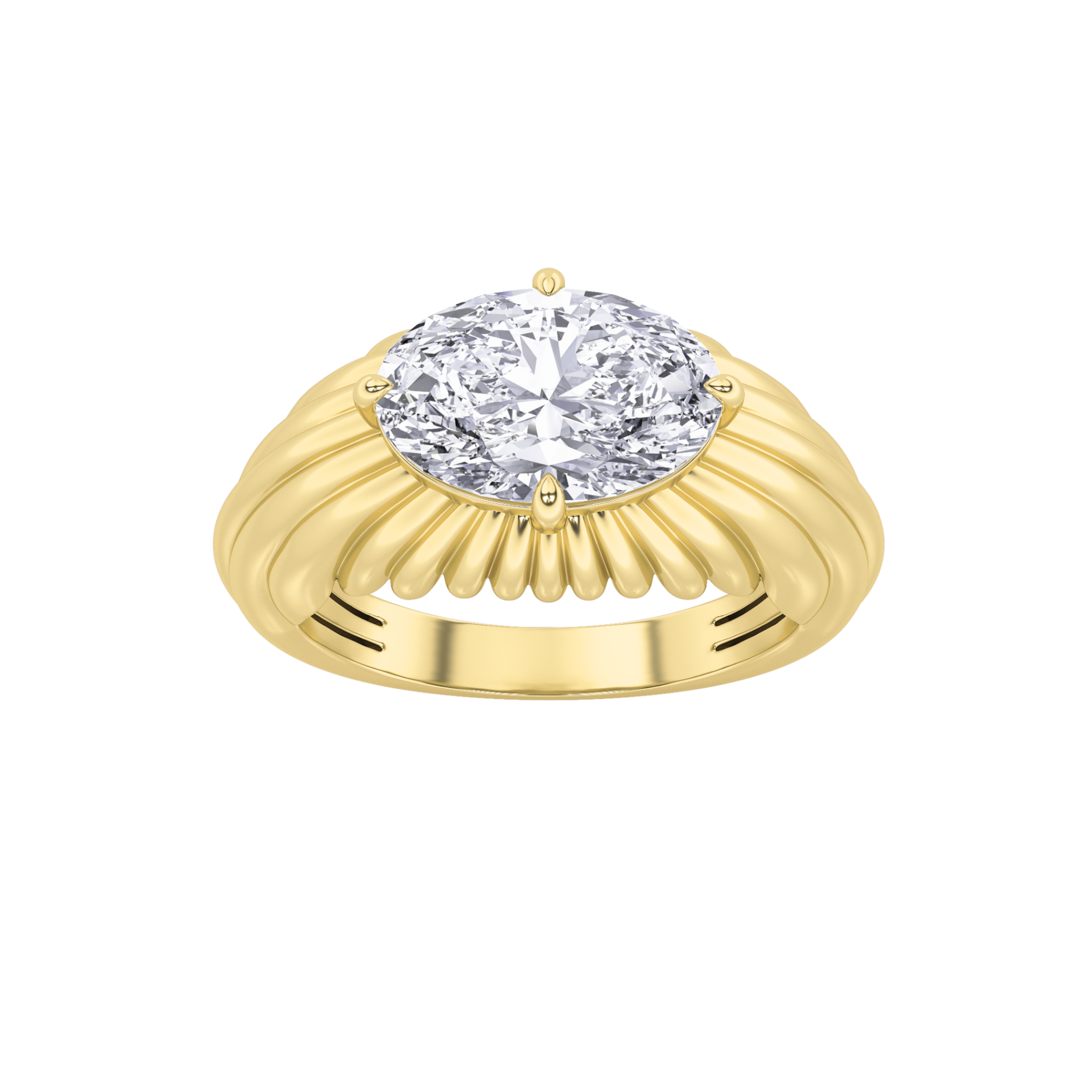 2Cttw Oval Shaped Lab Grown Diamond (F/VS) Fancy Solitaire Ring in 14K Gold