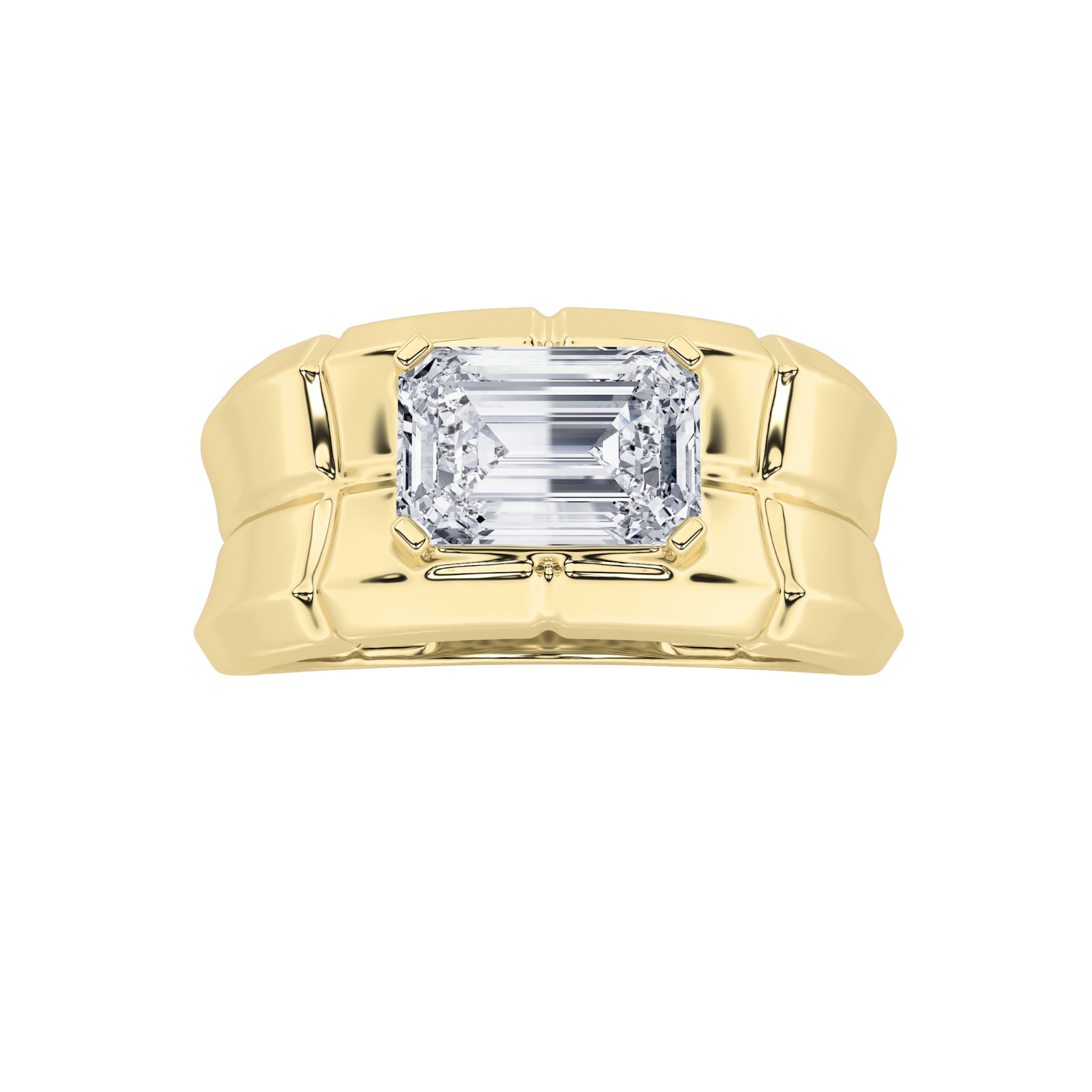 2Cttw Radiant Shaped Lab Grown Diamond (F/VS) Mens Ring in 14K Gold