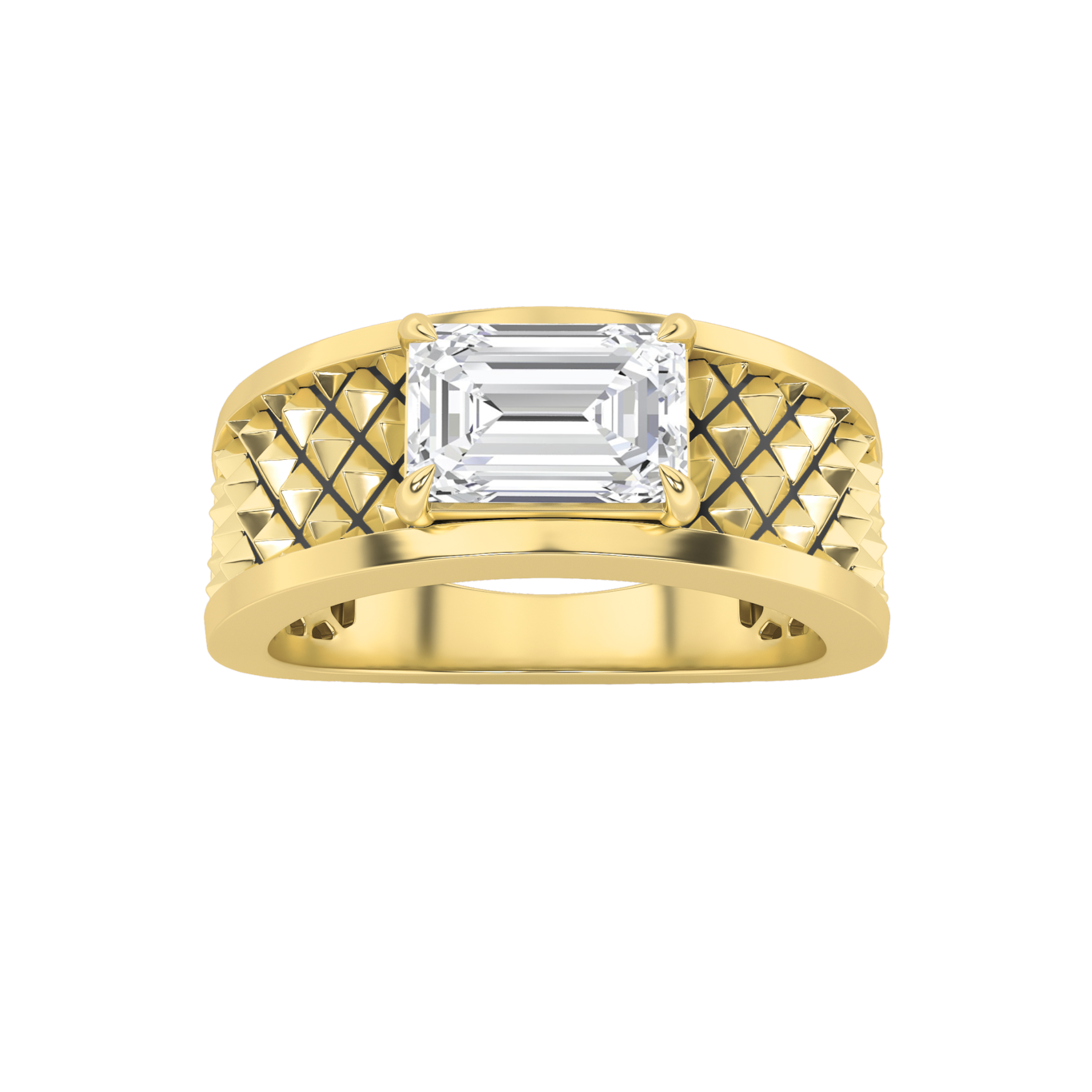 2Cttw Radiant Shaped Lab Grown Diamond (F/VS) Mens Ring in 14K Gold